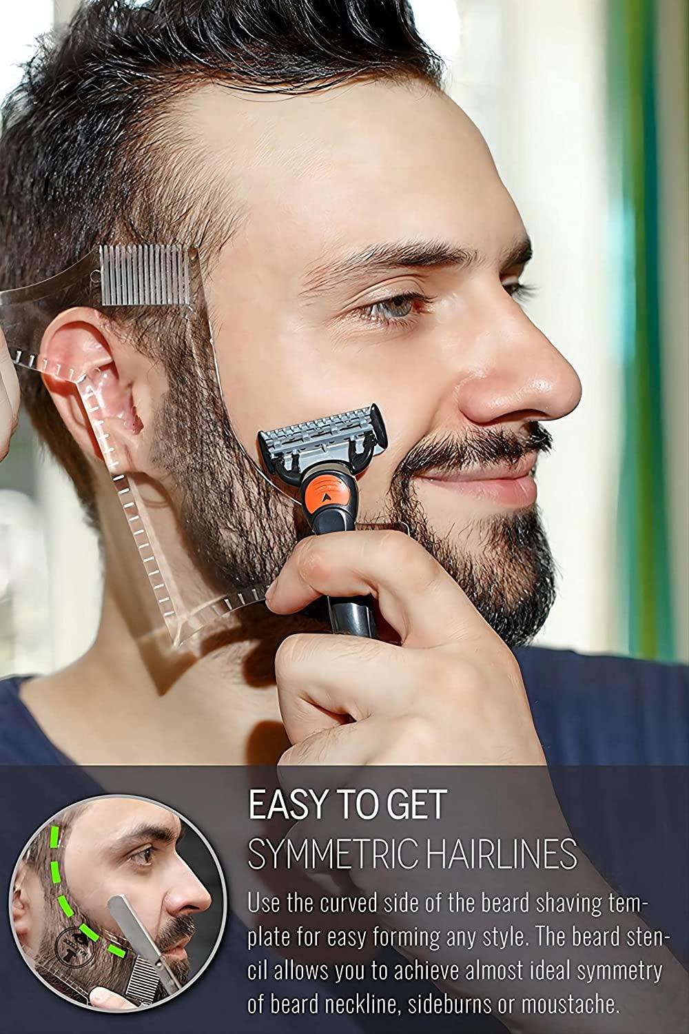Men's Beard Shaping Tool With Inbuilt Comb Transparent Template ...