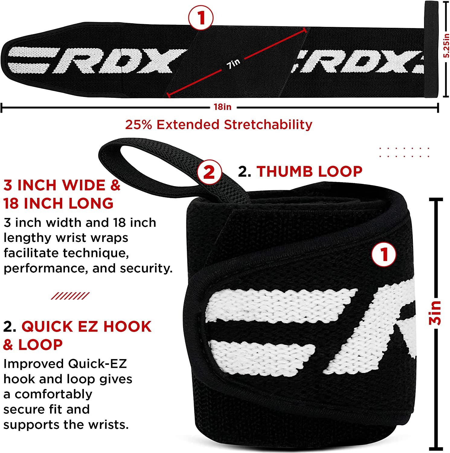 RDX Weight Lifting Wrist Wraps Support, IPL USPA Approved, Elasticated Pro 18 Cotton Straps
