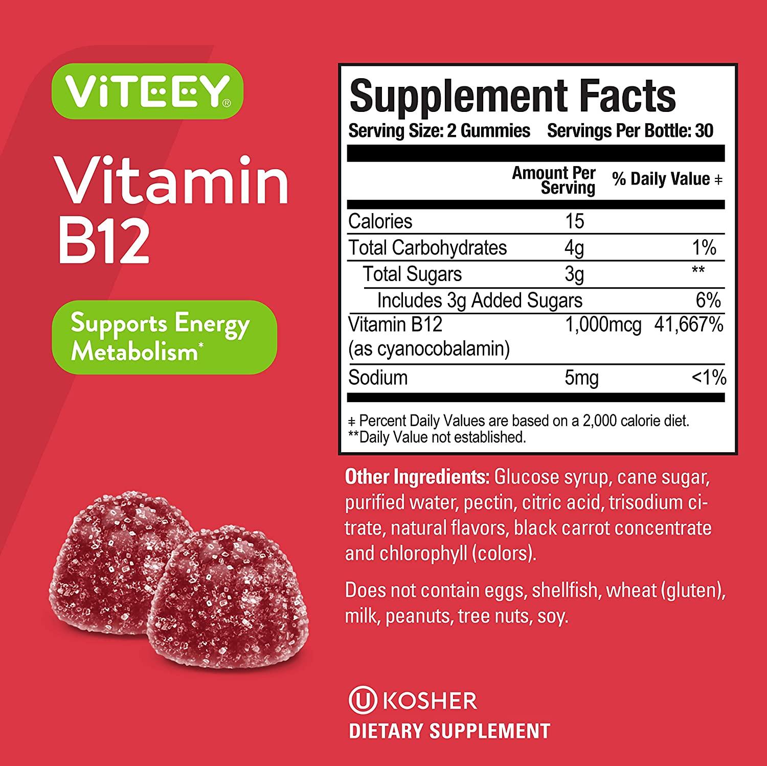 Vitamin B12 Gummies 1000mcg Good For Energy Metabolism Booster Natural