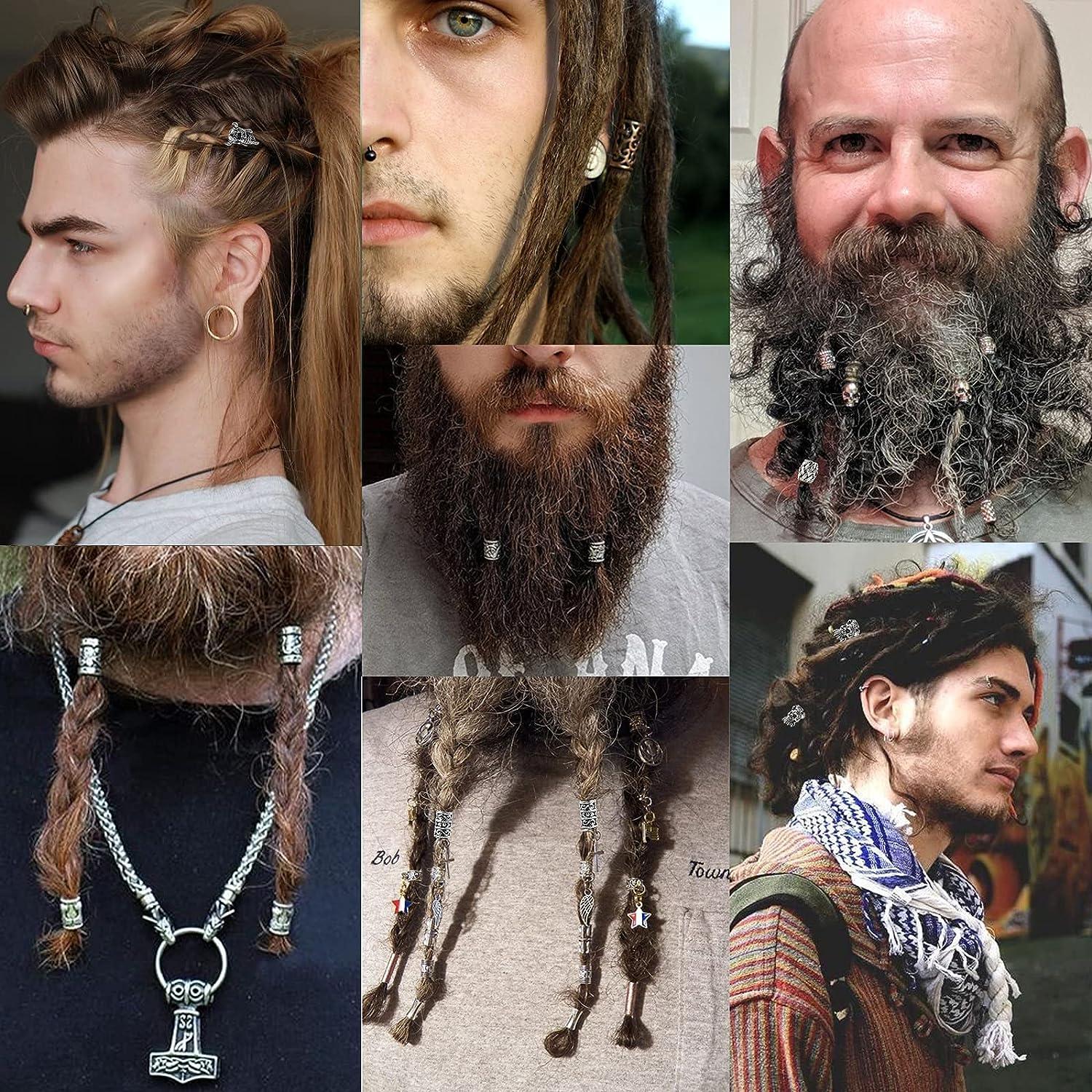 6 Pieces Viking Beard Beads Jewelry Antique Norse Hair Tube Beads  Dreadlocks HGF
