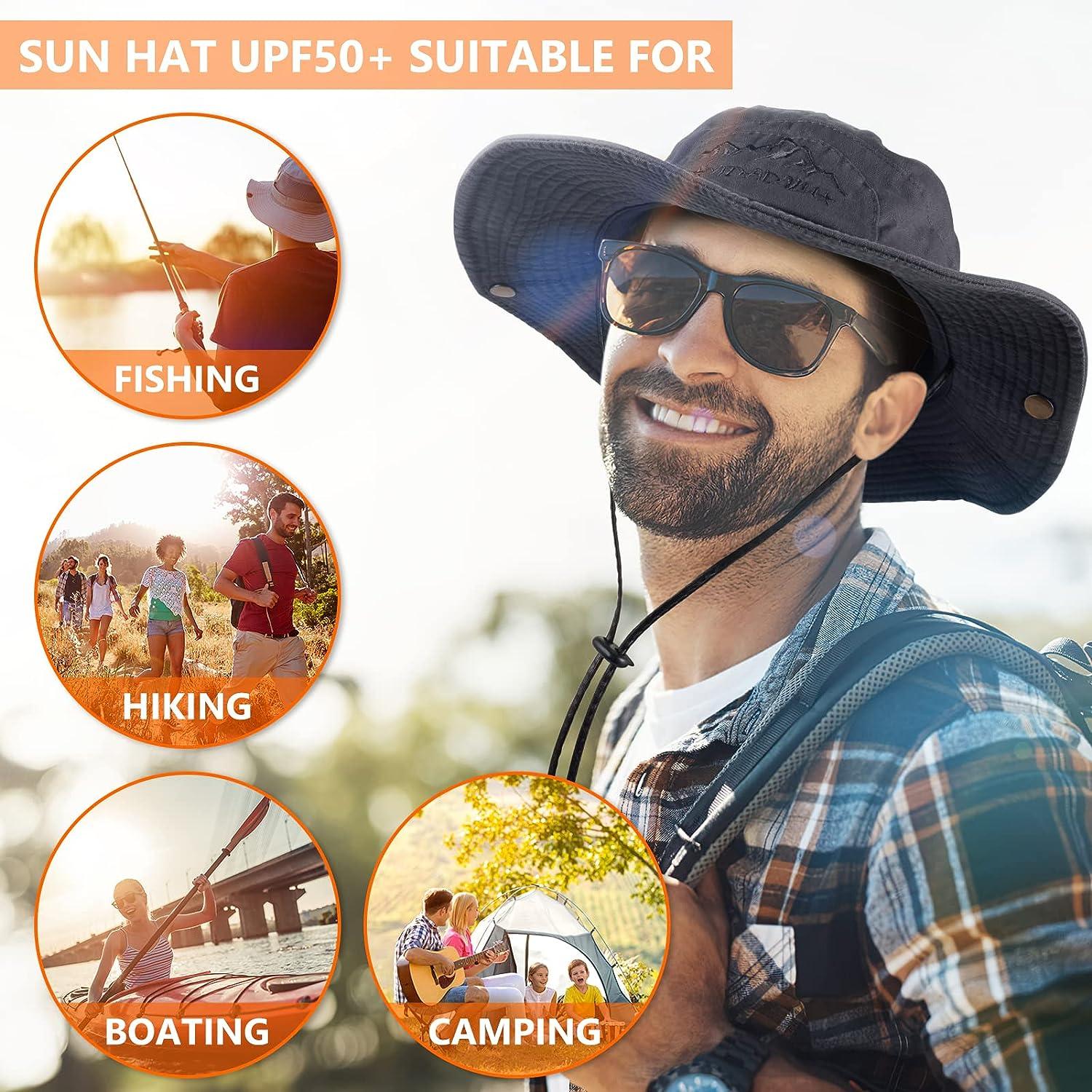 Obling Sun Hat, Fishing Hat UPF 50 Wide Brim Bucket Hat Safari