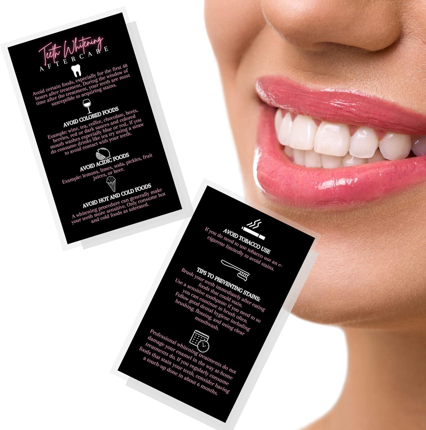 Teeth Whitening Aftercare Cards 50 Pack 2x3.5 inch Kit Supplies