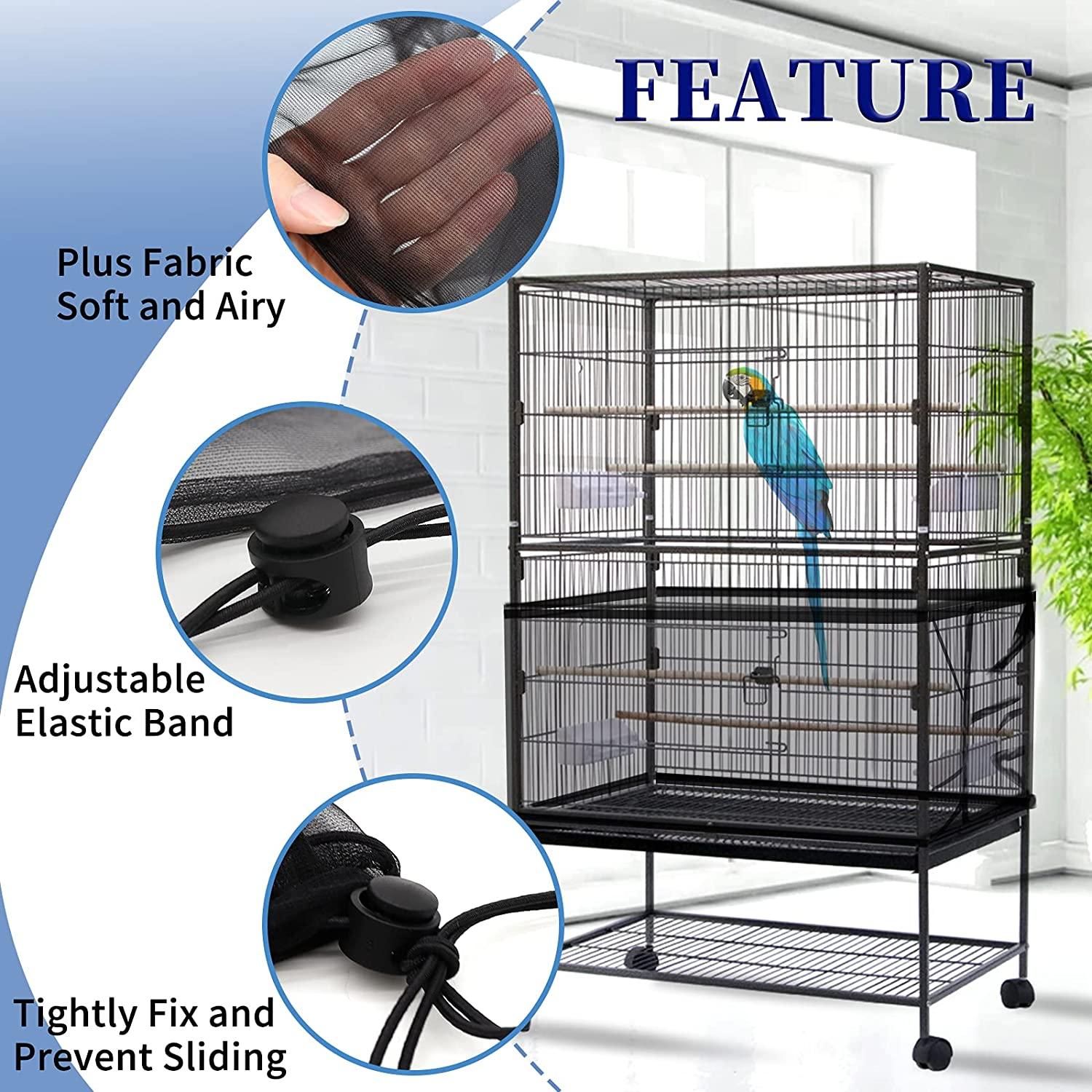 Large Bird Cage Cover, Daoeny Bird Cage Seed Catcher, Adjustable Soft