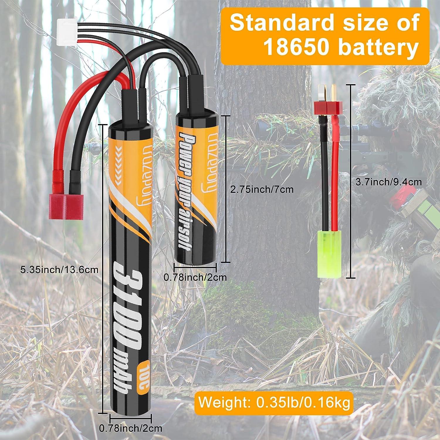 Crazepony Airsoft Battery 11.1v Nunchuck 3100mAh Mini Rechargeable