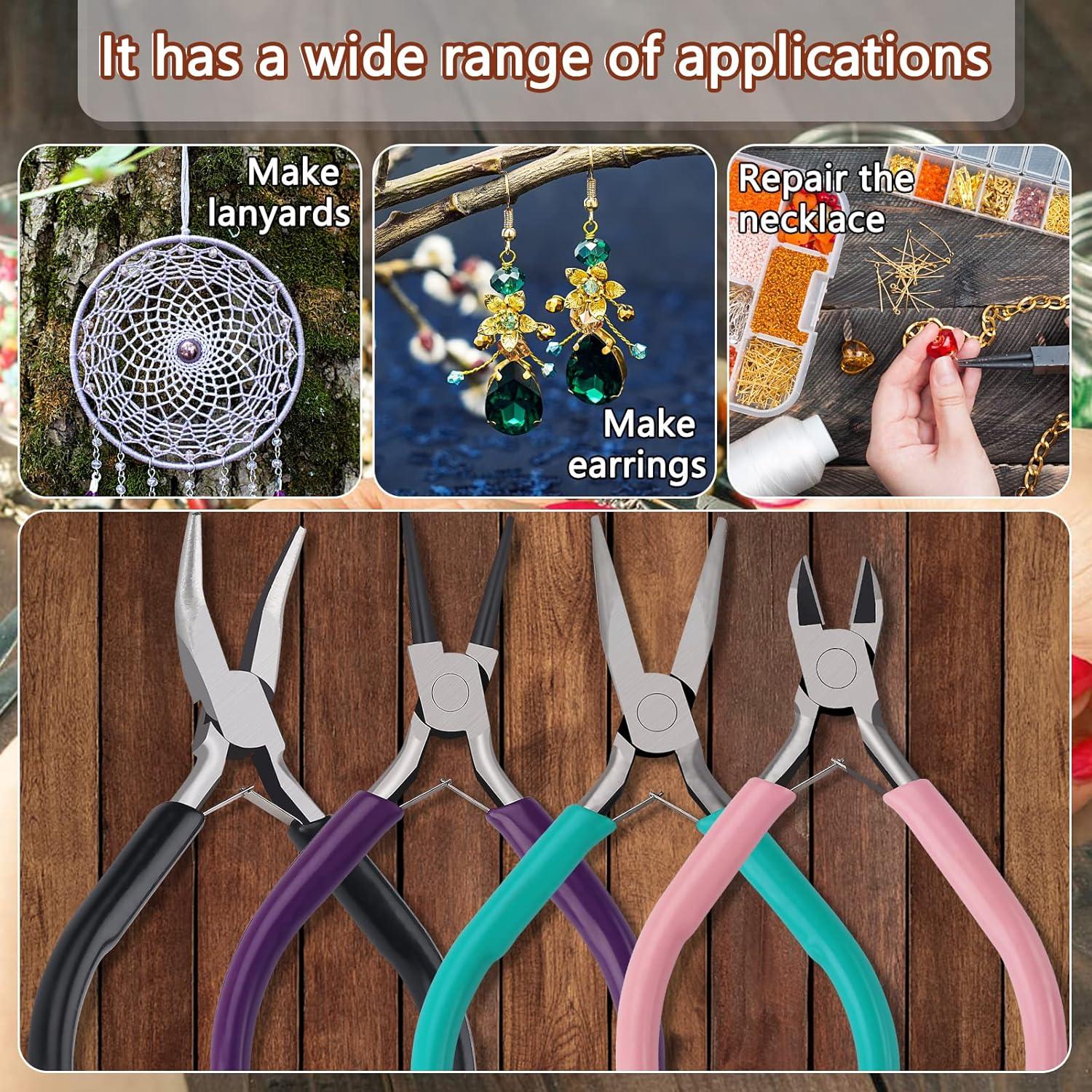 5 Pack Jewelry Pliers Set - Wire Cutter, Round Nose, Needle Nose, Curved  Nose, and Flat Nose Pliers for DIY Jewelry Making