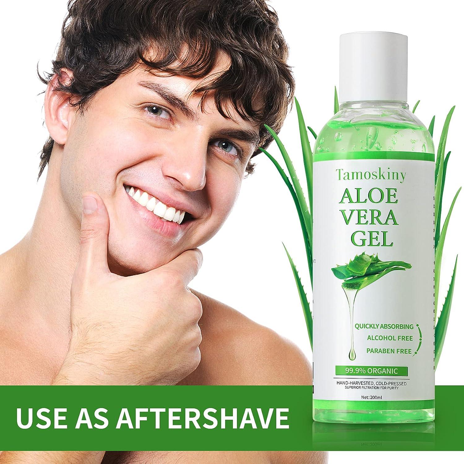 SVATV Natural Aloe Vera Gel for Face, Skin, Hair & Sunburn Relief with Cold  Pressed, Vegan, Unscented Gel | Suitable for All Skin Types For Men 