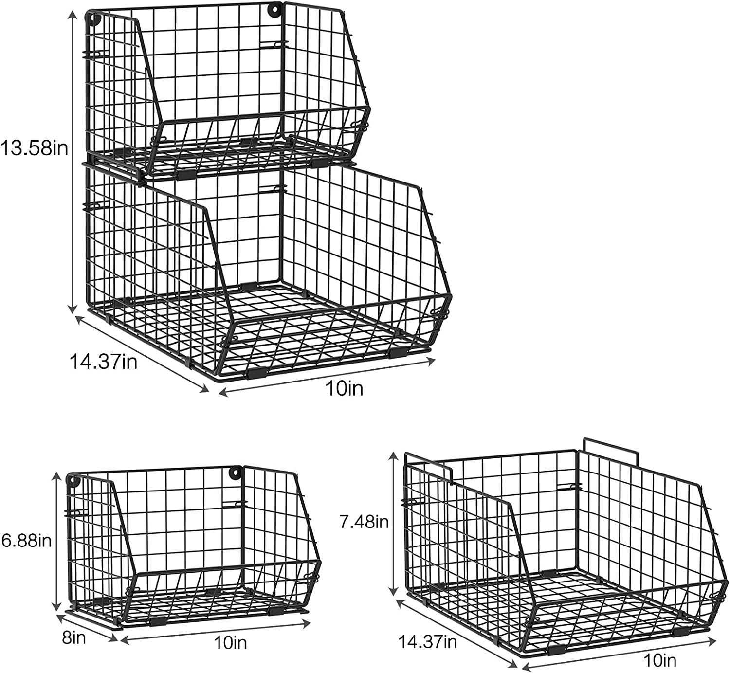 Fruit and Vegetable Basket,2Tier Wallmounted & Countertop Tiered