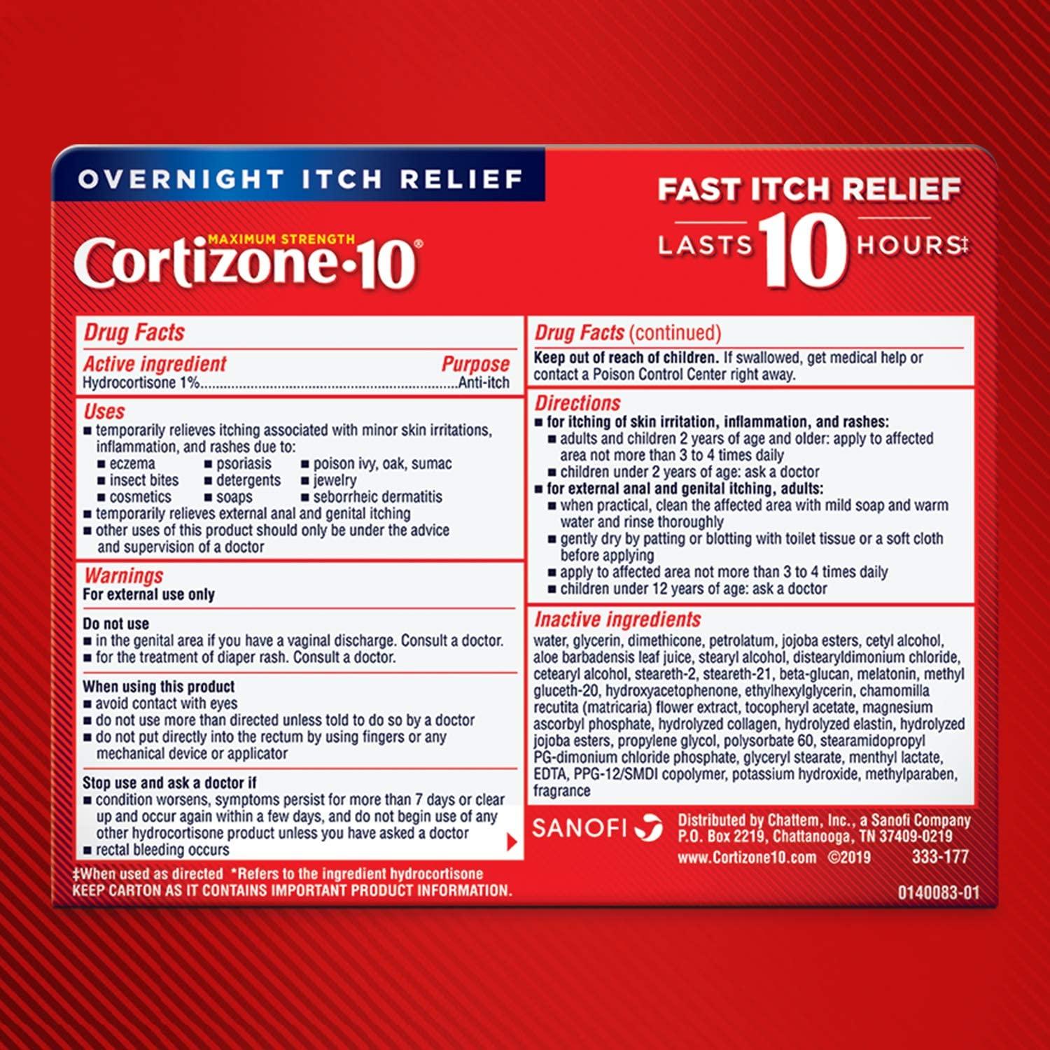 Cortizone 10 Maximum Strength Overnight Itch Relief, Lavender Scent, 1 Hydrocortisone AntiItch