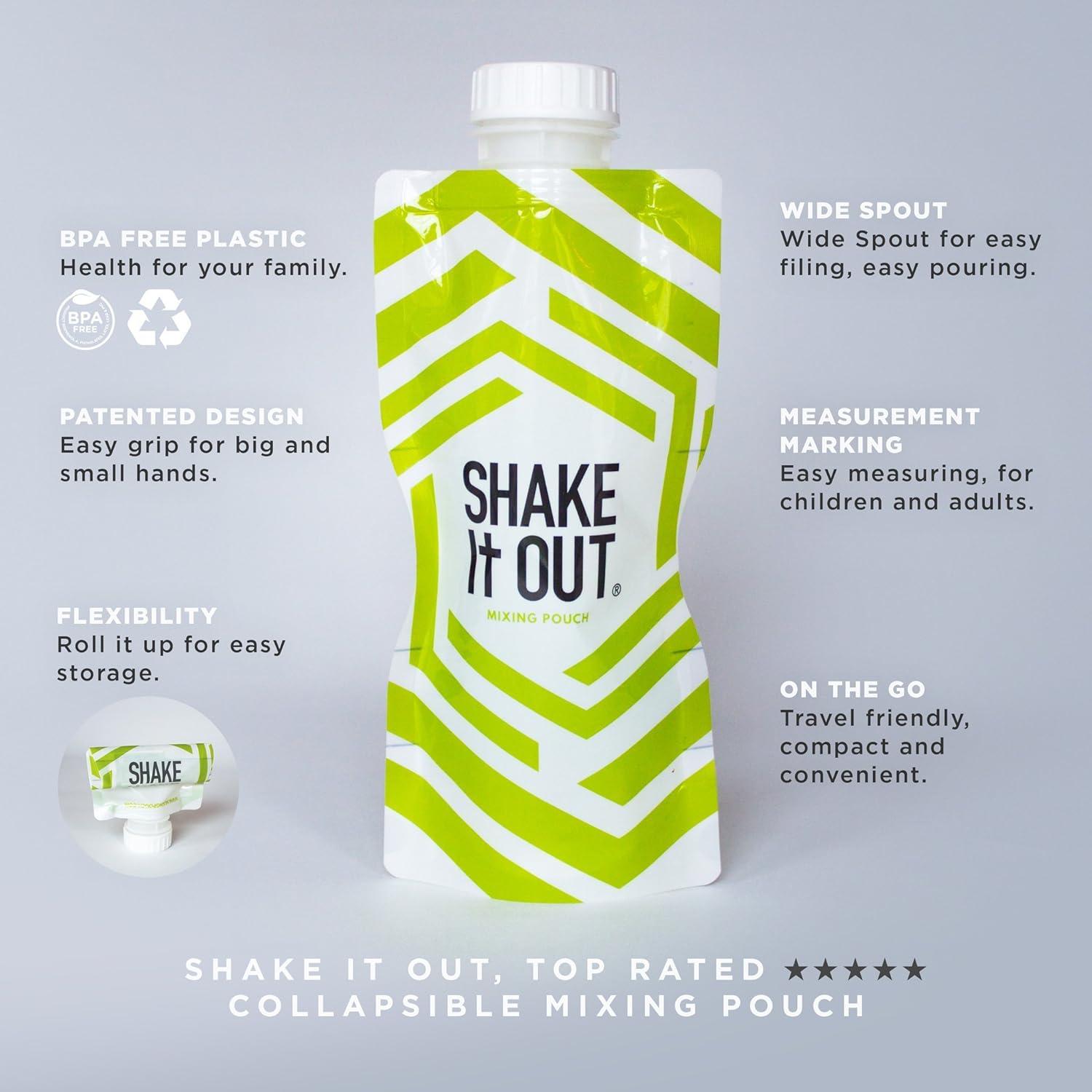 Shake It Out Collapsible Shaker Bottle for Protein Shakes Supplements - 12  Ounce Reusable Recyclable Travel Bottle Lime / White 7 Pack
