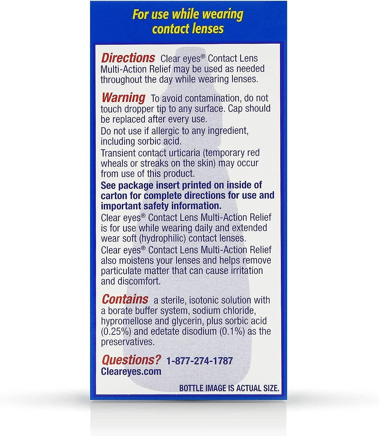 Clear Eyes Contact Lens Relief Soothing Eye Drops 0.50 oz (0.5 Fl Oz