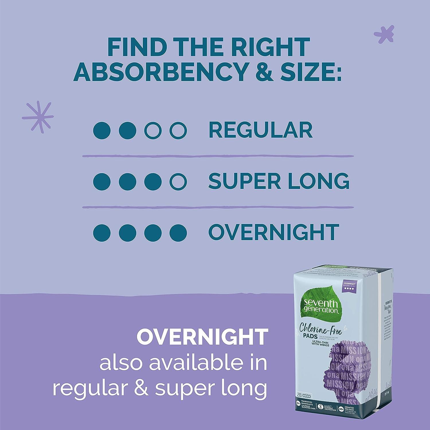 Seventh Generation Ultra Thin Overnight Pads with Wings Chlorine Free