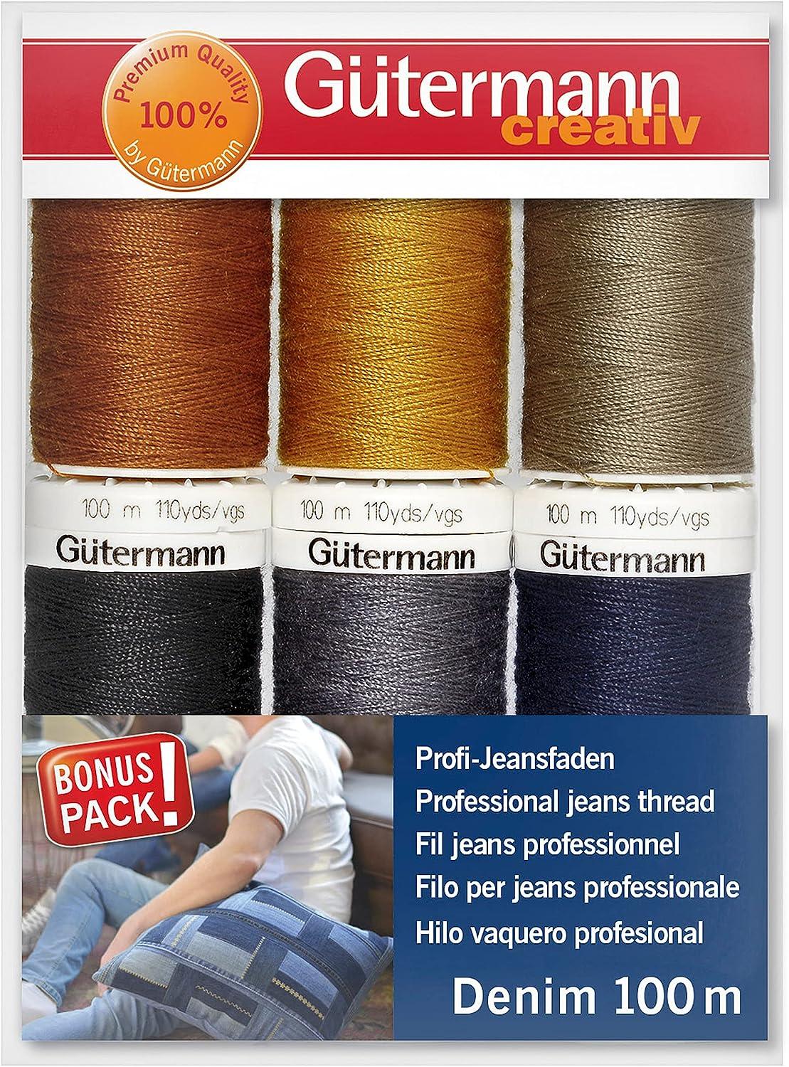 Gutermann Denim Thread 6-Pack - 100m Polyester Jeans Thread Spools