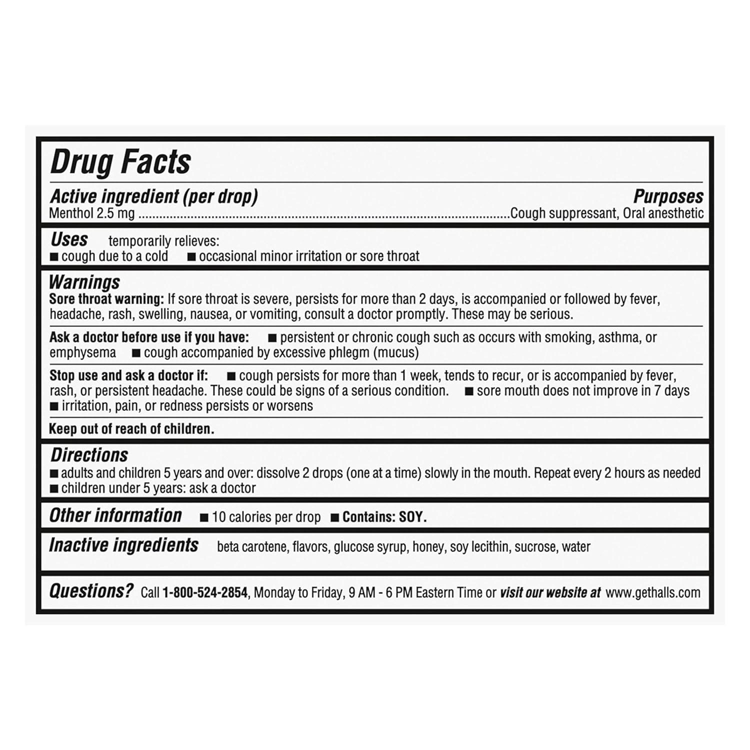 HALLS Throat Soothing Honey Vanilla Cough Drops 12 Bags of 30 Drops