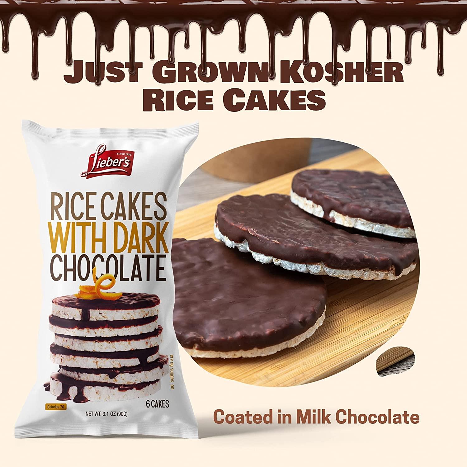 LIEBERS Dark Chocolate Rice Cakes Kosher Certified, Dairy Free