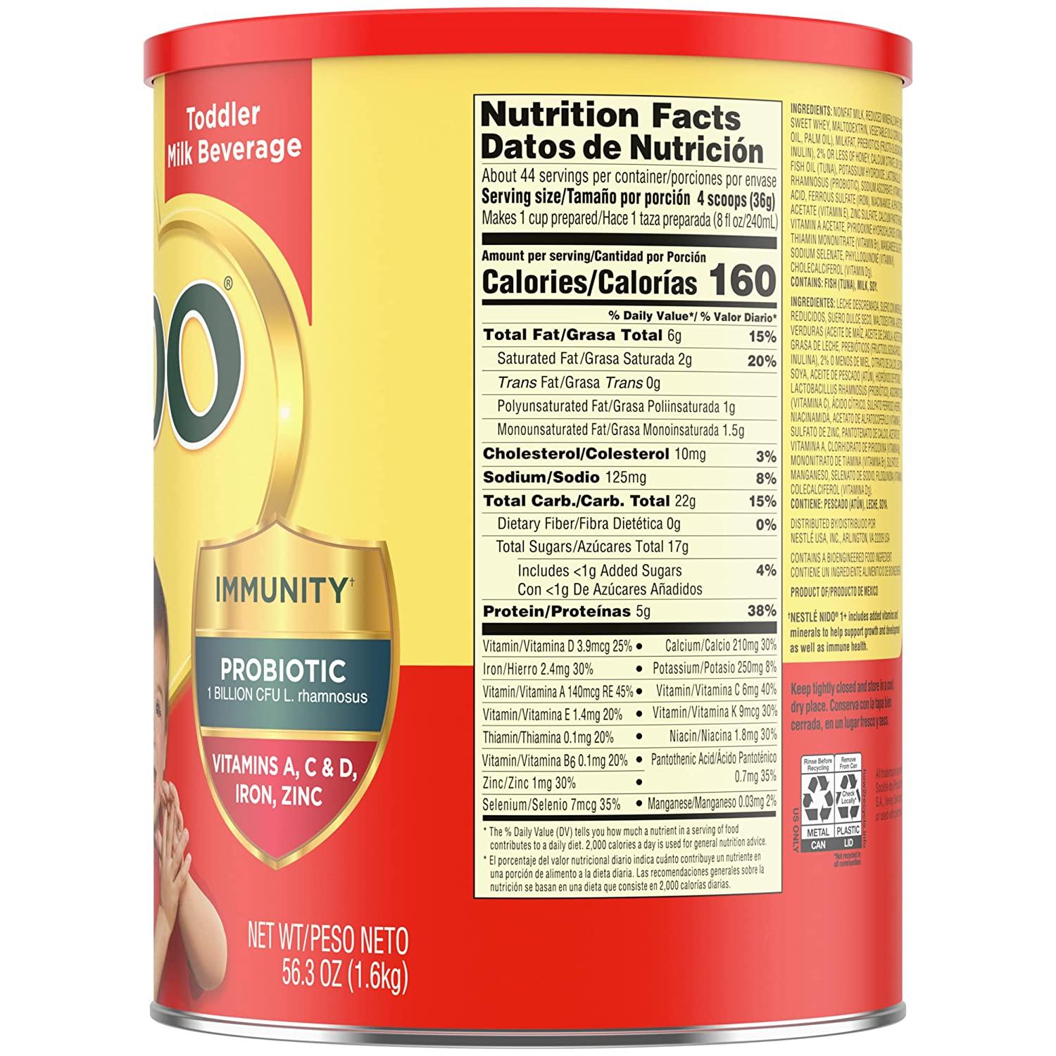 NIDO Kinder 1+ Toddler Powdered Milk 56.4 Oz (3.52 LB)