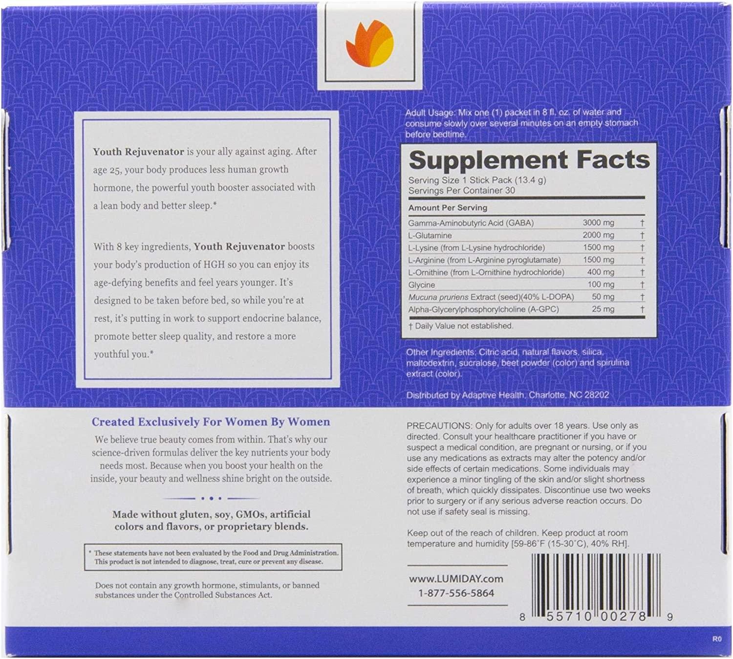 Lumiday Youth Rejuvenator HGH Booster Supplement for Women, Youth Booster, Sleep Support, Mood