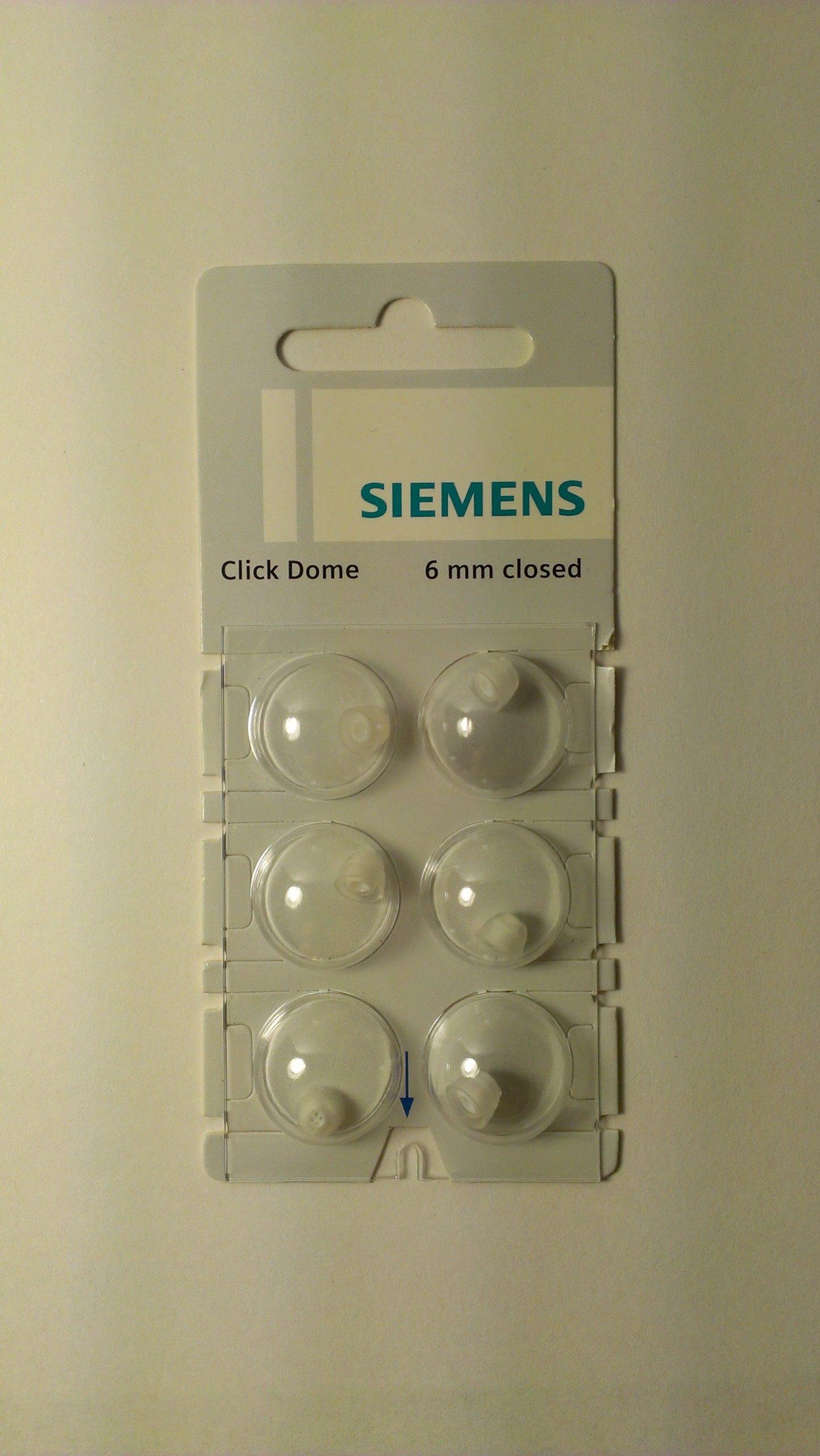Siemens Click Dome 6mm Closed For RIC Hearing Aids 6 Domes Each