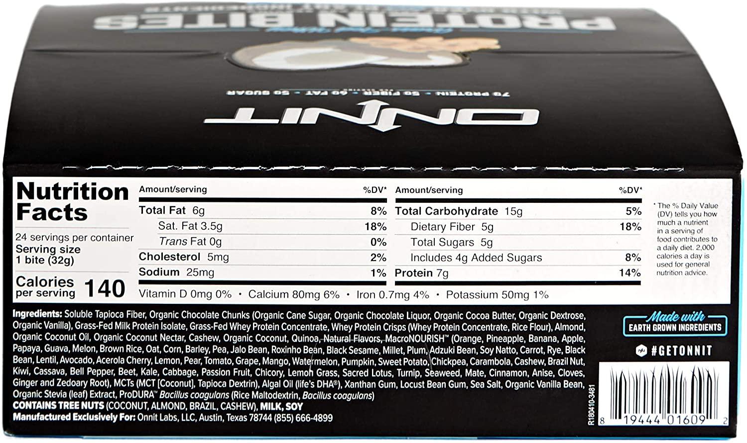 Onnit Protein Bites (Chocolate Coconut Cashew Box of 24) Made with