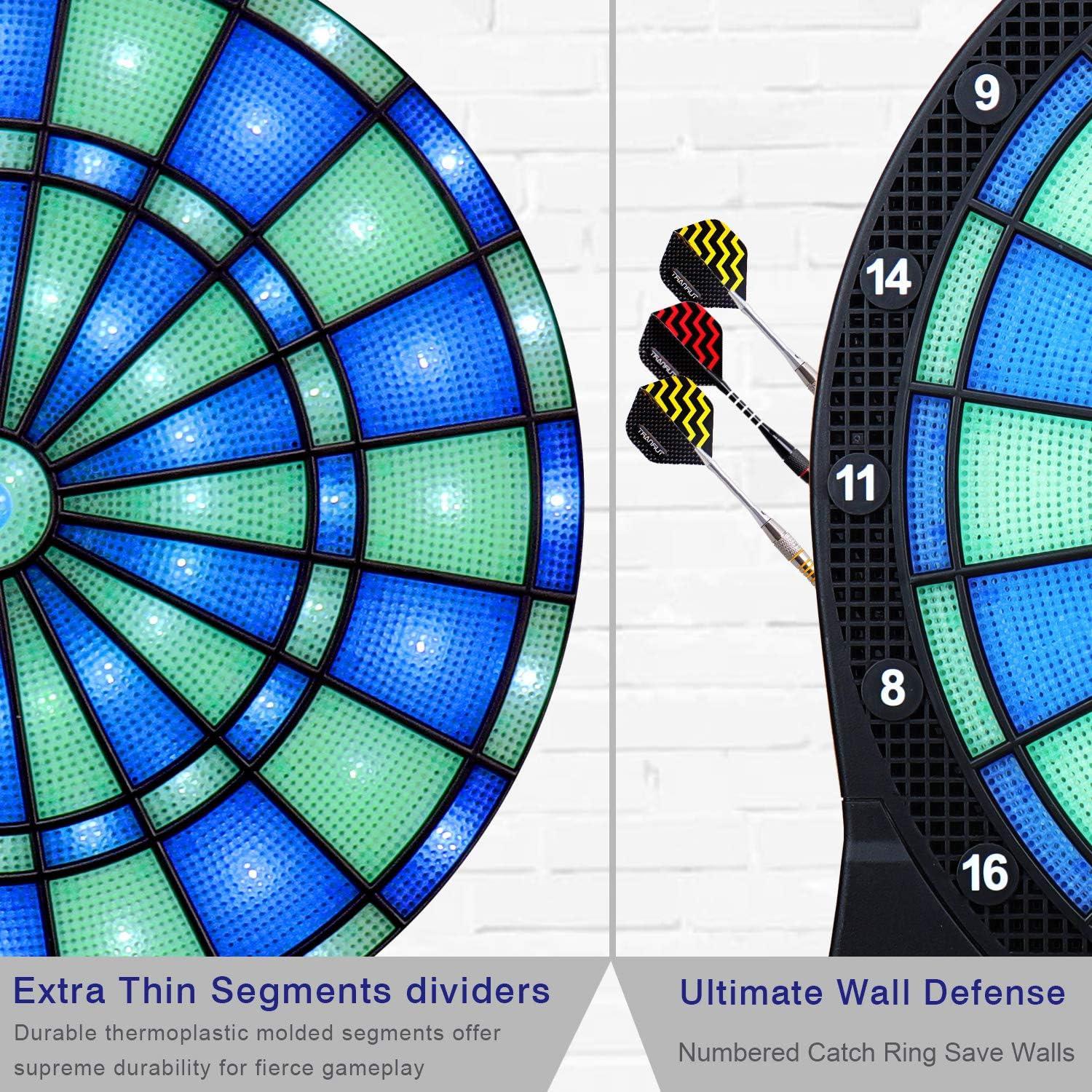 Turnart Electronic Dart Board,13 inch Illuminated Segments Light Based