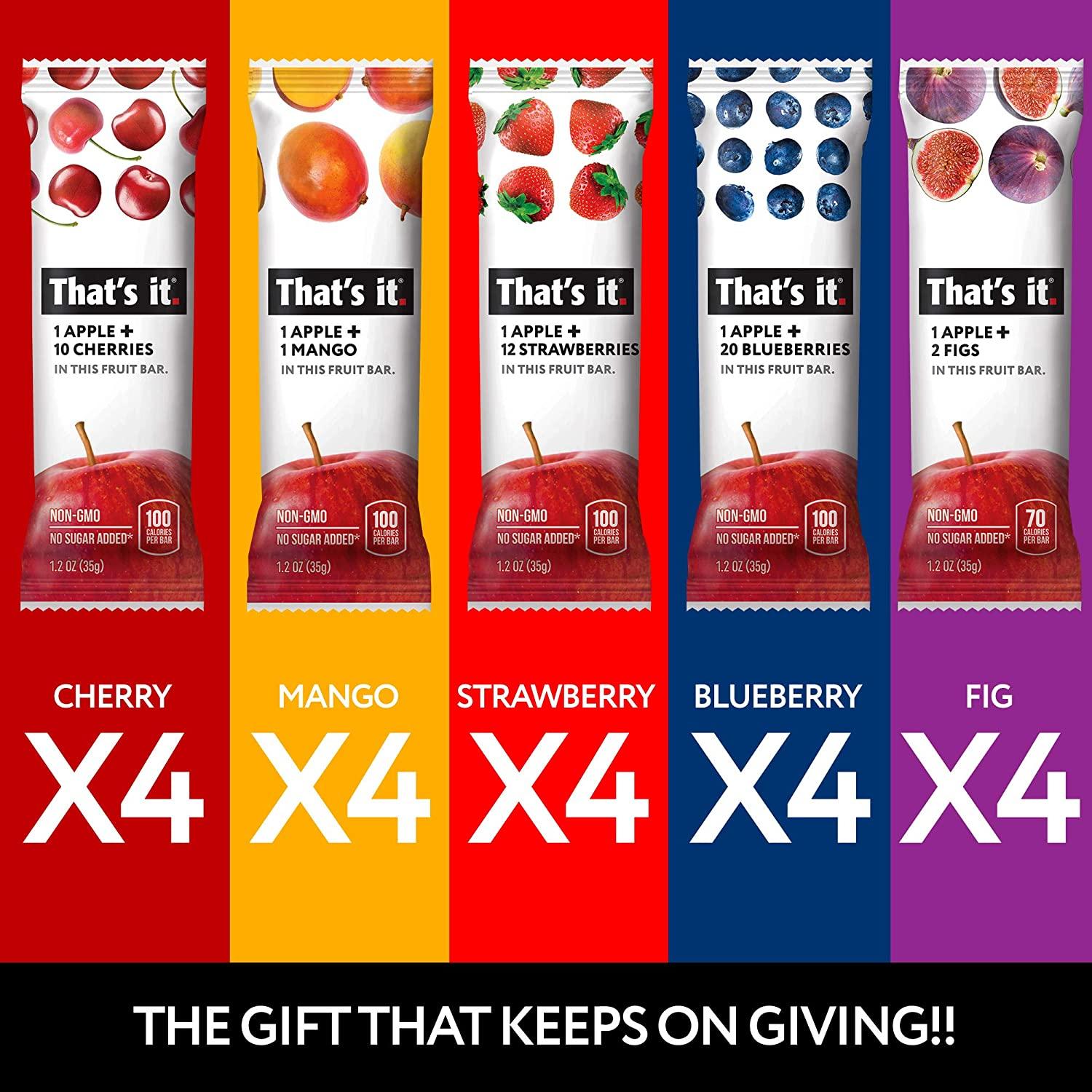 Thatâ€™s It Fruit Bars Snack Gift Box 20 Pack 100 Natural, GlutenFree, Vegan, Low Carb
