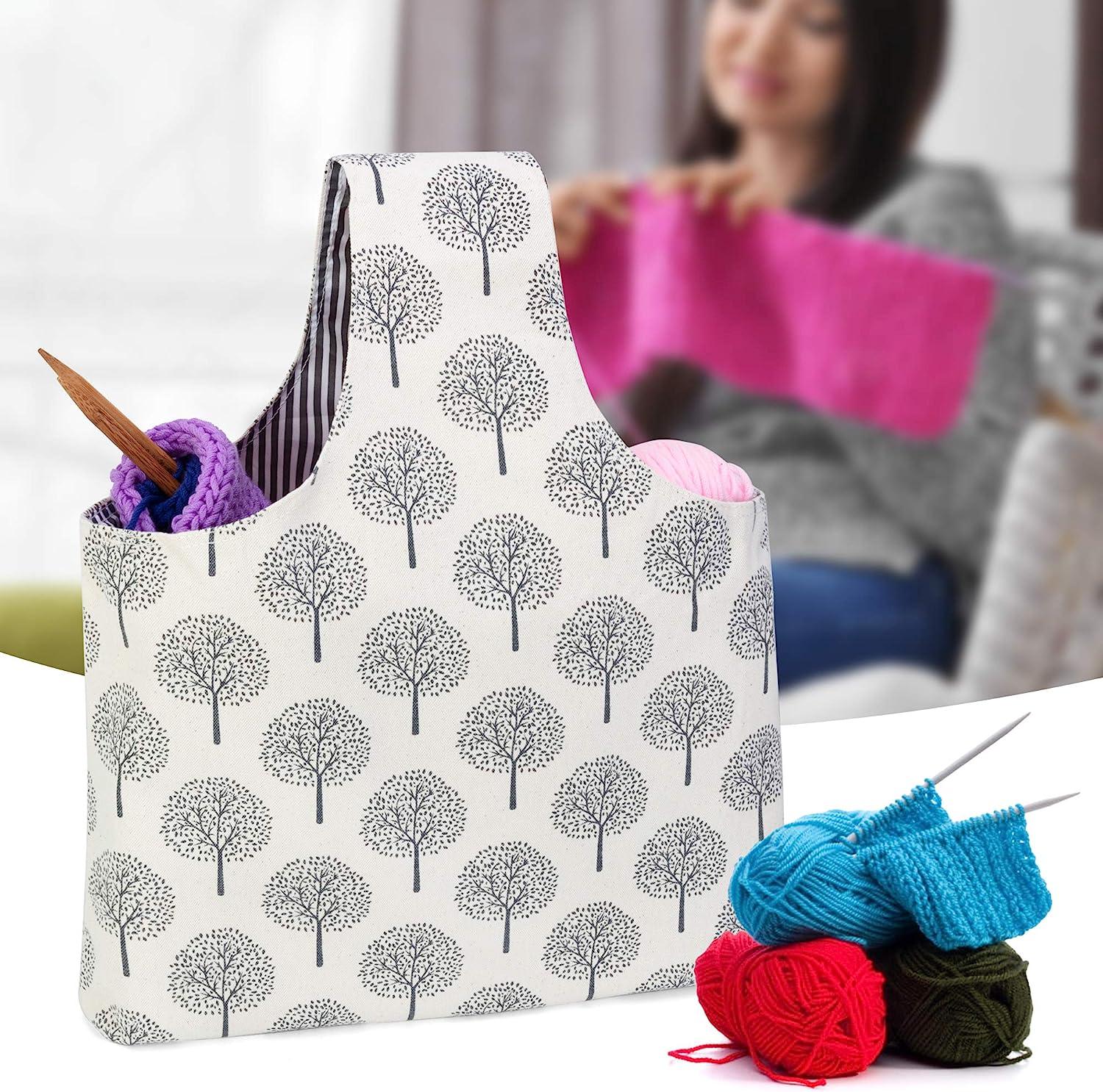 Teamoy Knitting Tote Bag Travel Project Wrist Bag for Knitting