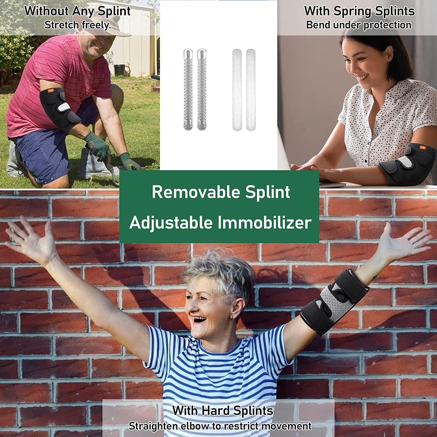 Wahopy Elbow Compression Brace with Removable Splint Stable Support