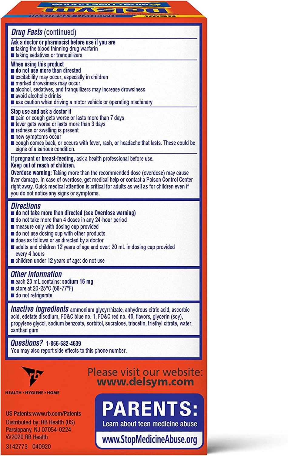 Delsym Adult Liquid Nighttime Cough Syrup 6 Fl Oz