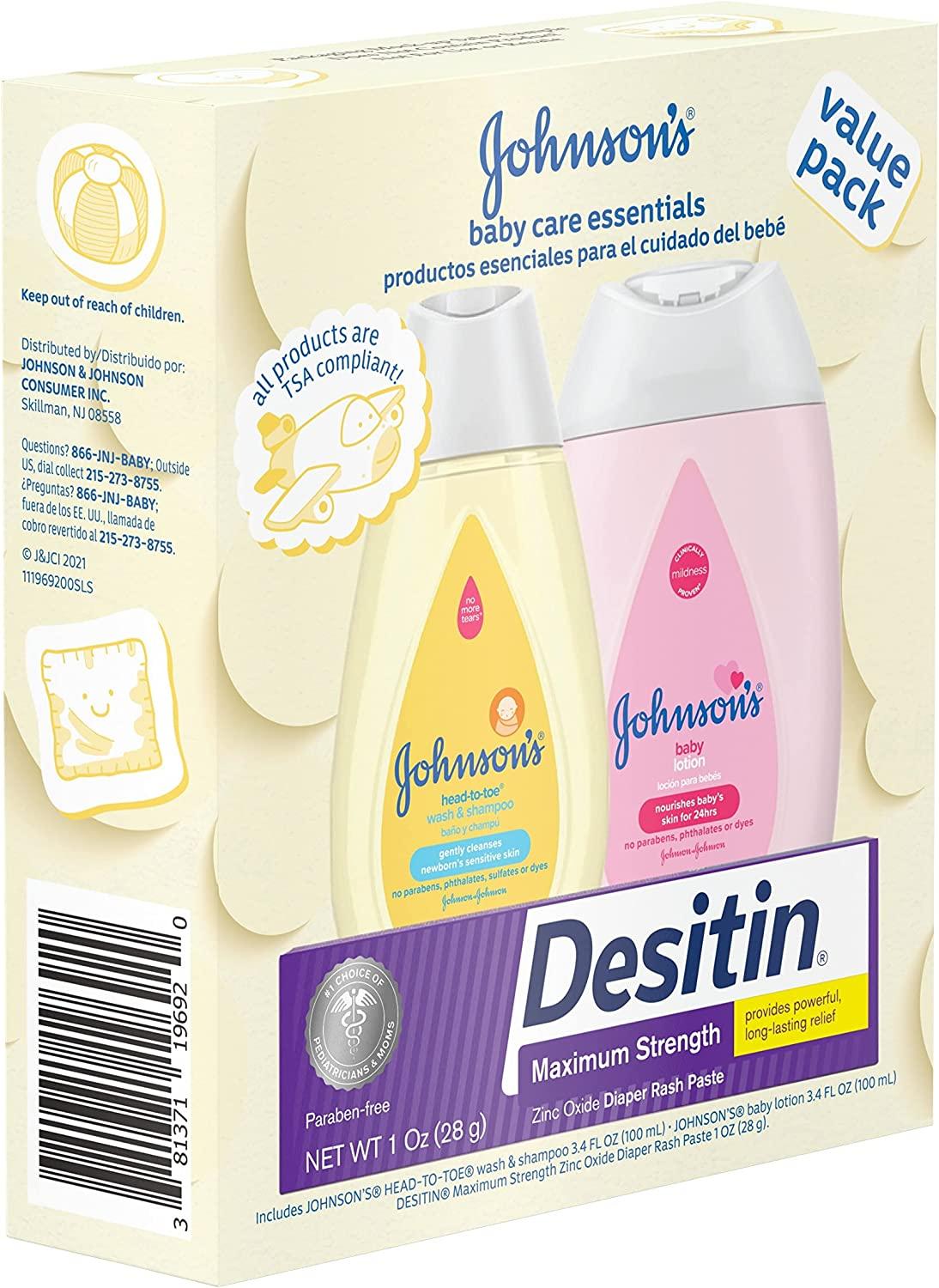 Johnson's Baby Care Essentials Gift Set, Baby Skincare Set with Body