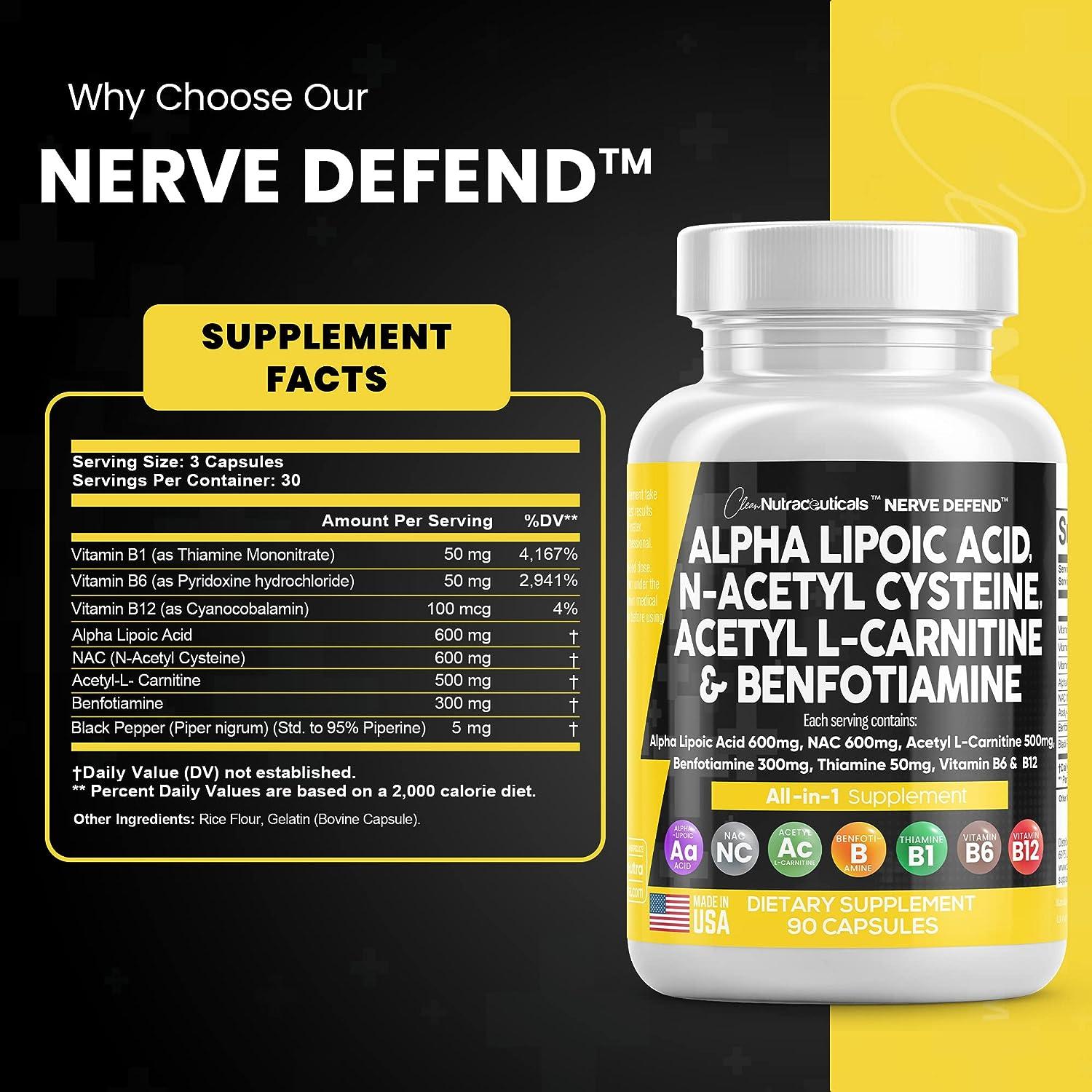 Nerve Support Supplement with Alpha Lipoic Acid, NAcetyl Cysteine