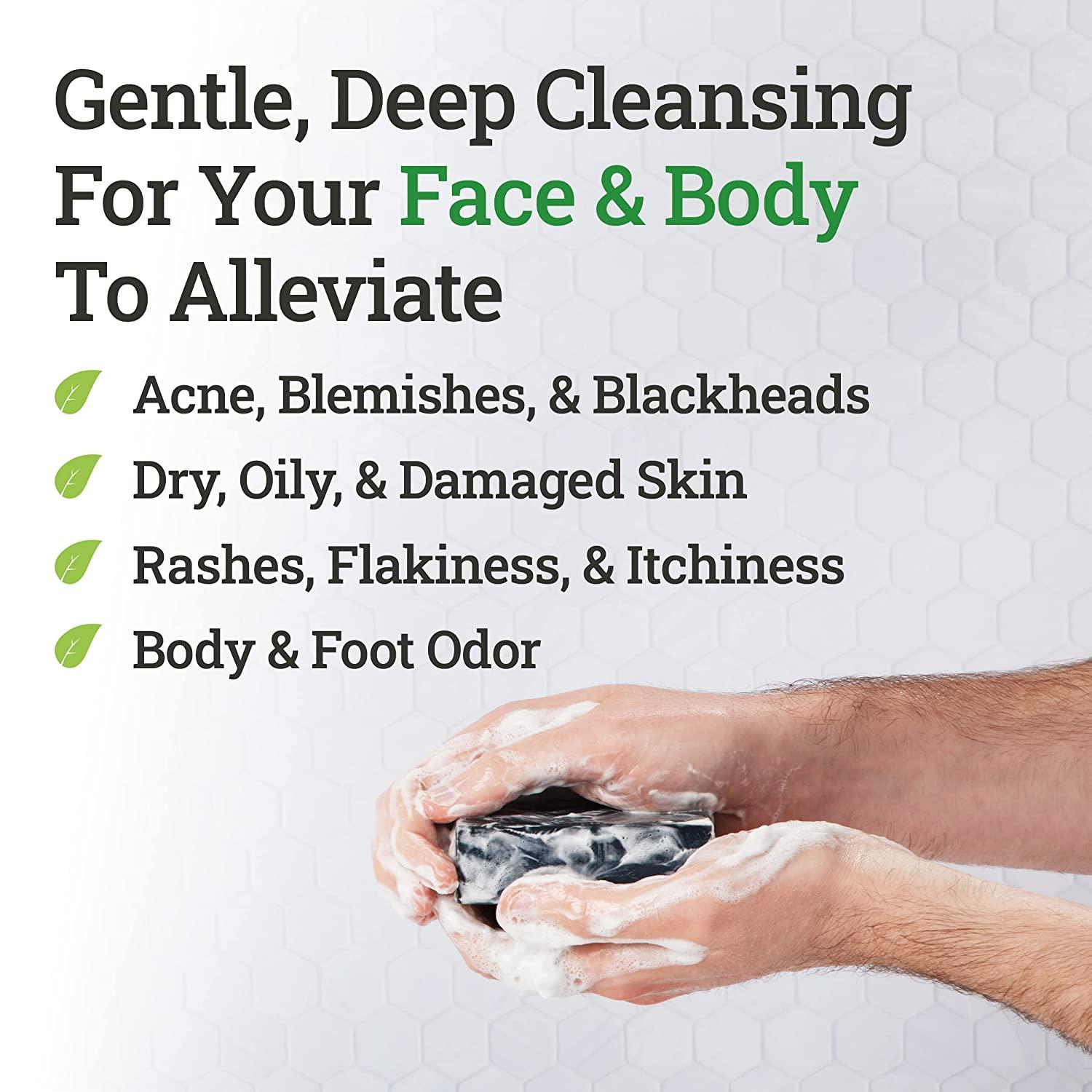 Natural Activated Charcoal Soap Bar (2Pack) Hand, Foot & Body Soap