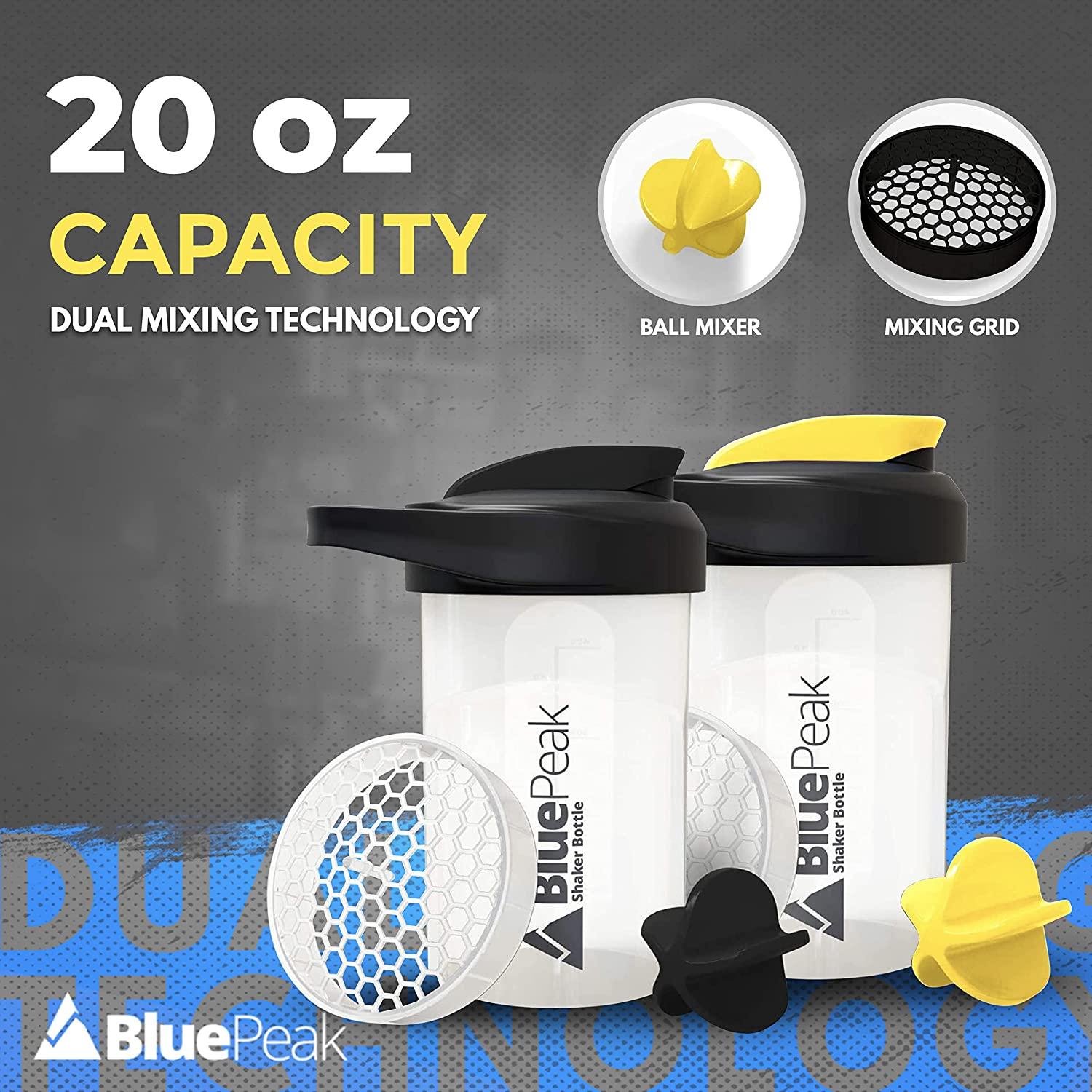 BluePeak Stacker Protein Shaker Bottle 22-Ounce, 2-Pack ProStak. Attachable  Storage Containers (100 & 150cc) and Pill Tray Included. BPA Free (Black  &Yellow) price in UAE,  UAE