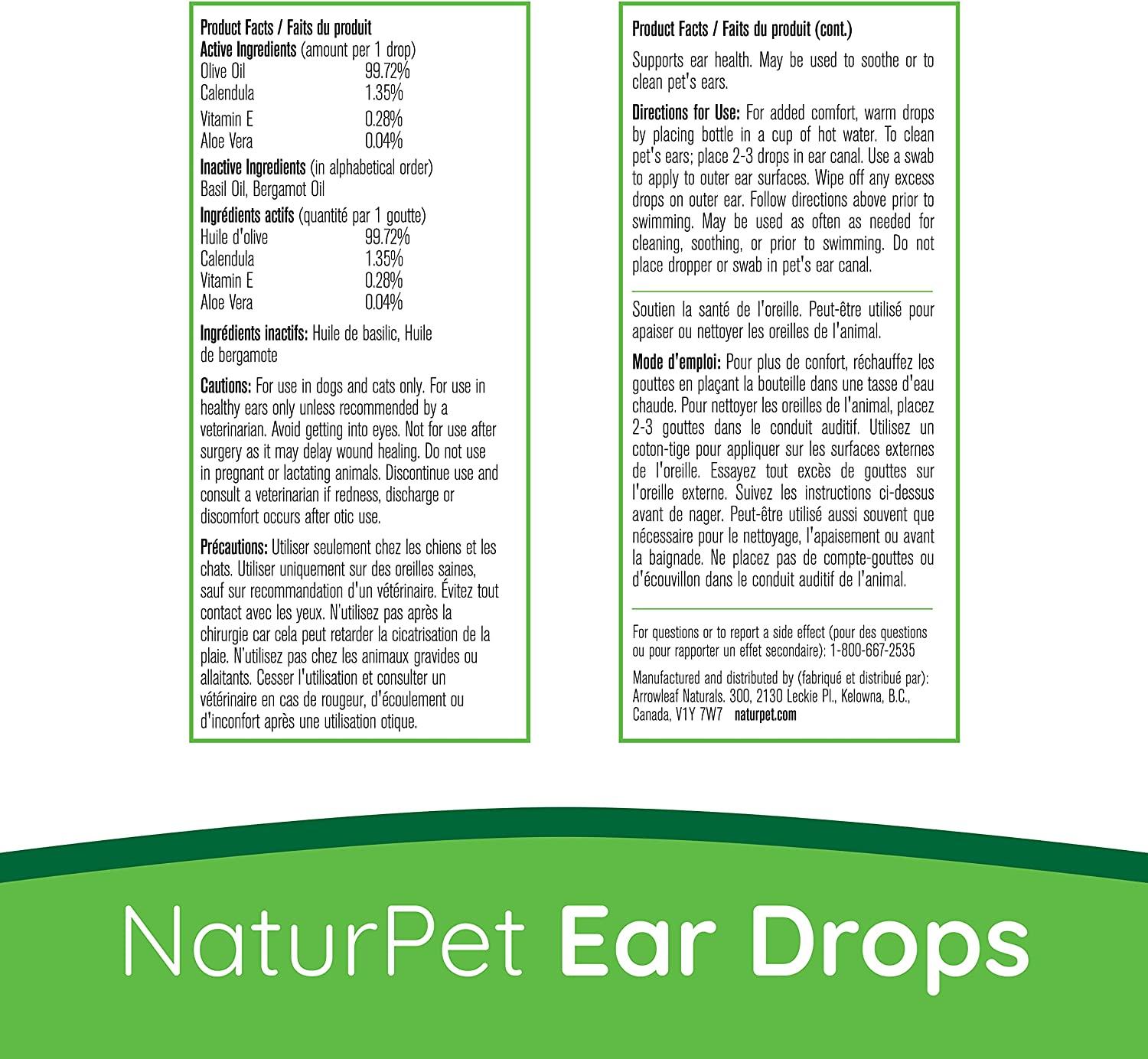 NaturPet Ear Drops for Dogs & Cats Use for Cleaning, Prior to