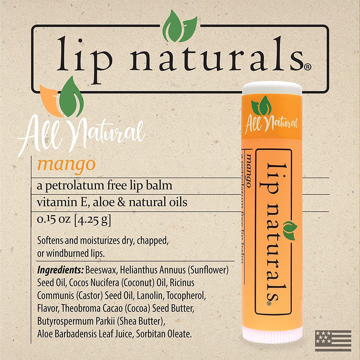Lip Naturals All Natural Lip Balm 6Count Variety Pack Mango