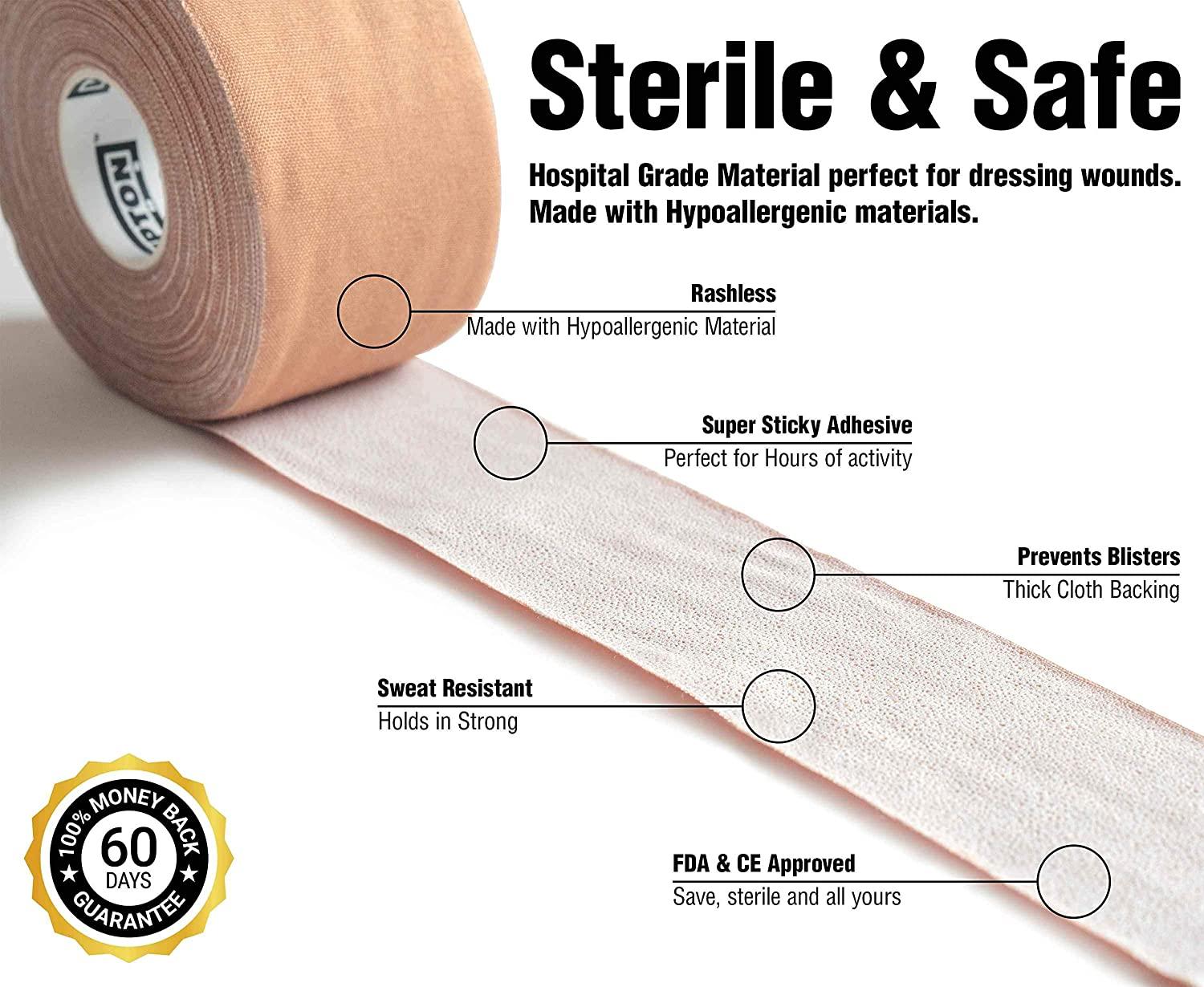 (2 Pack) Strapping Tape for Blister Prevention & Knee or Feet Taping