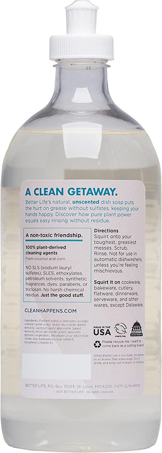 Better Life Dish Soap, Unscented, 22 Fl Oz Unscented 22 Fl Oz (Pack of 1)
