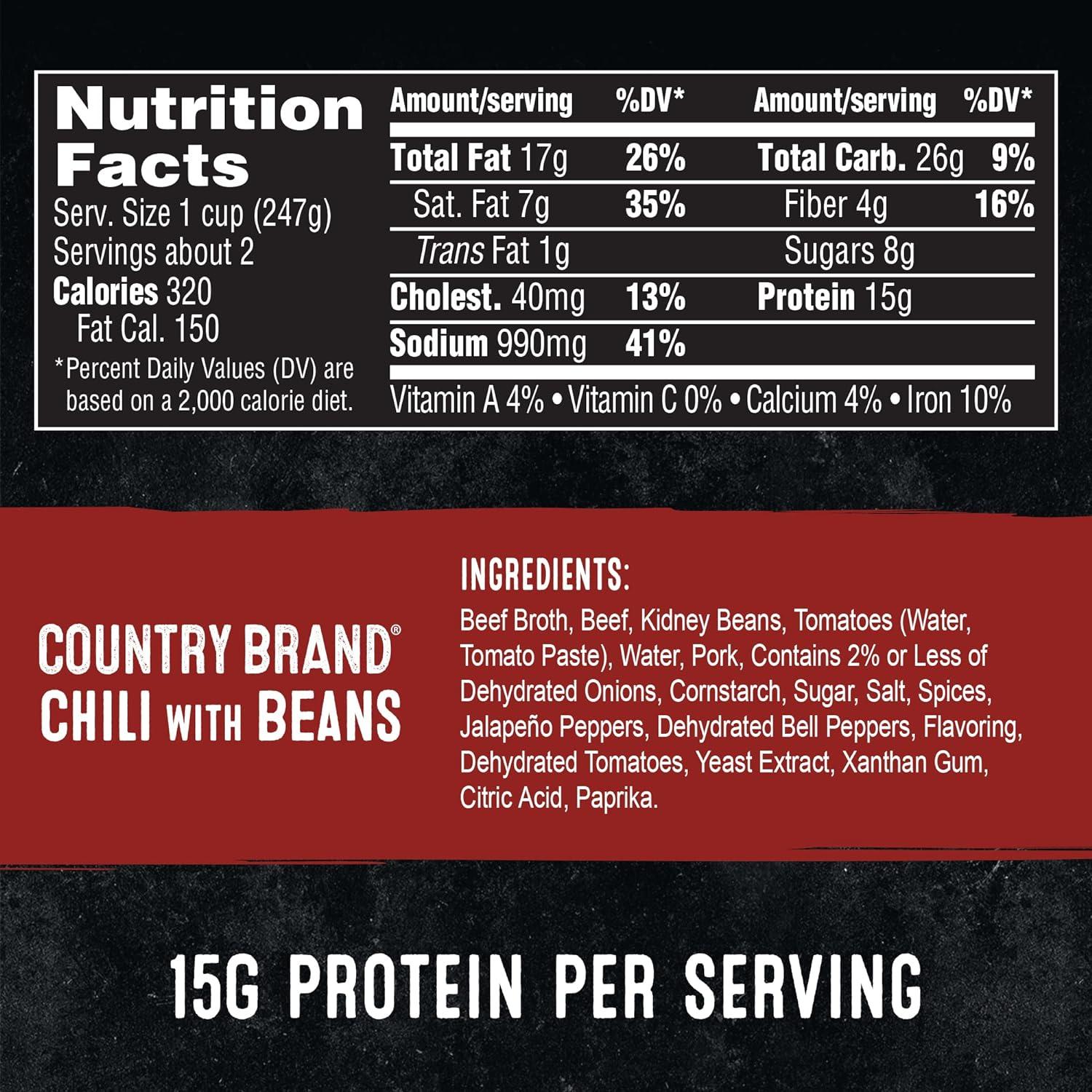 Stagg Country Brand Chili with Beans 15 Ounce (Pack of 12)