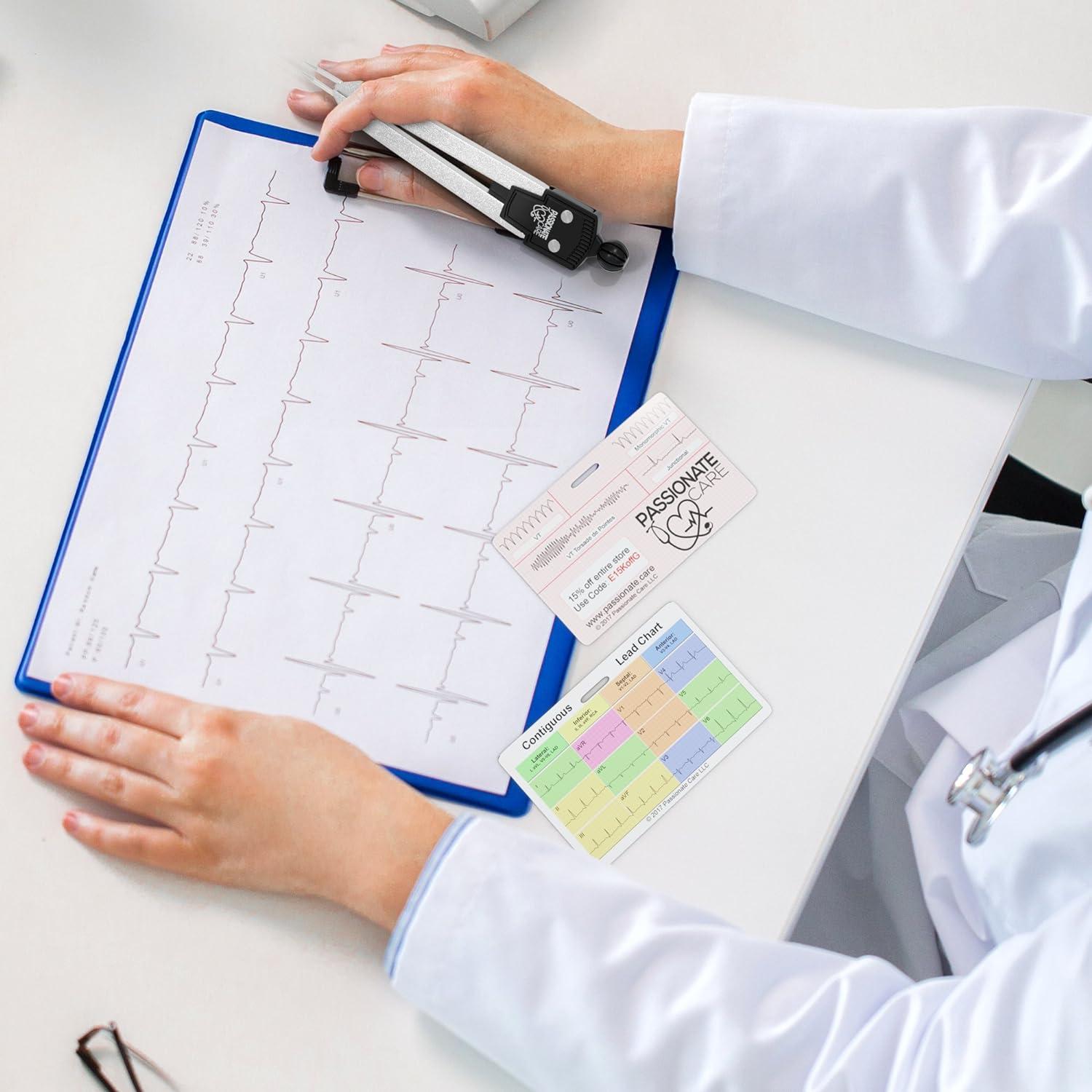 EKG Calipers Plus ECG Rhythm Interpretation Badge Cards. The Perfect