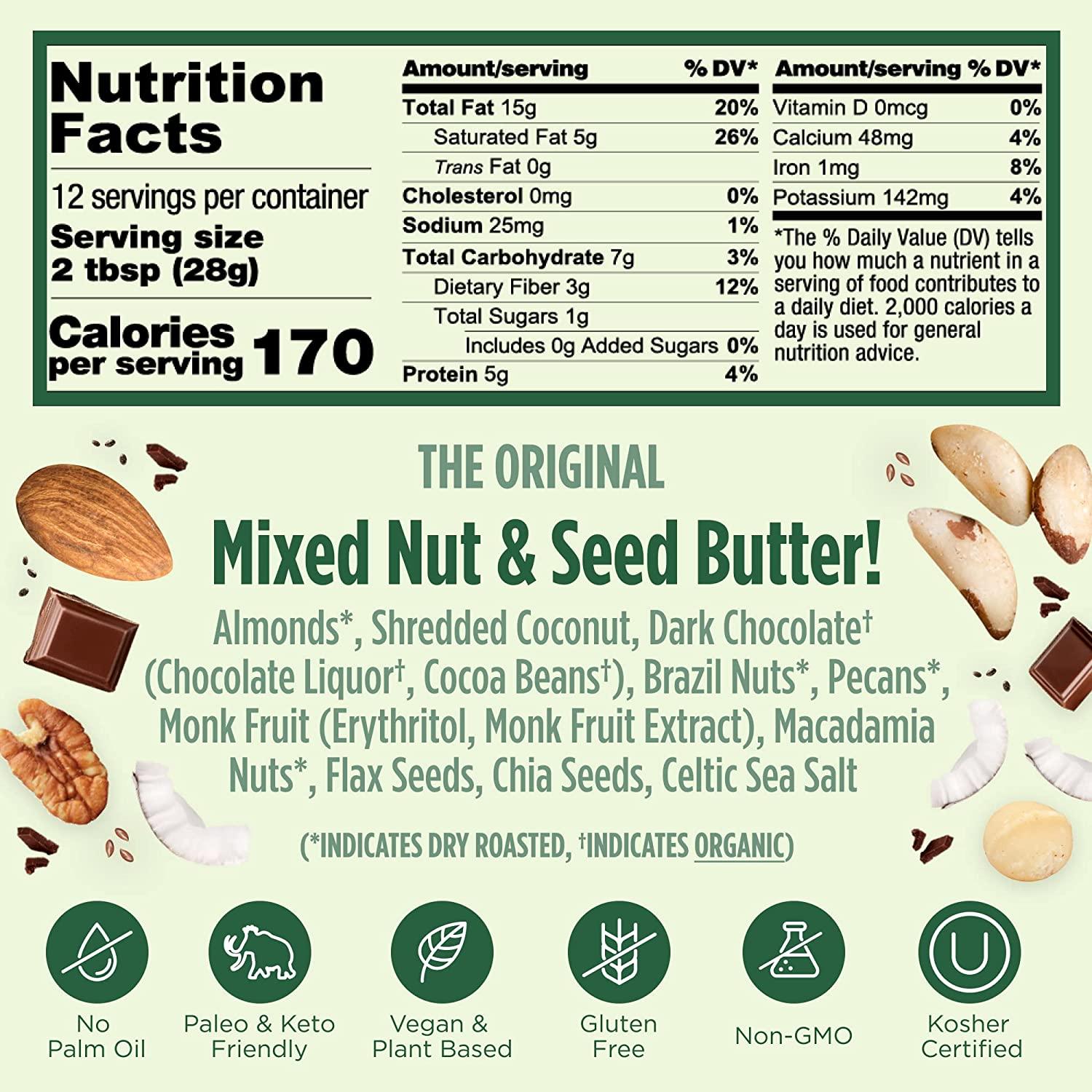 Nuttzo 7 Nut & Seed Butter Chocolate Keto Crunchy 12 oz