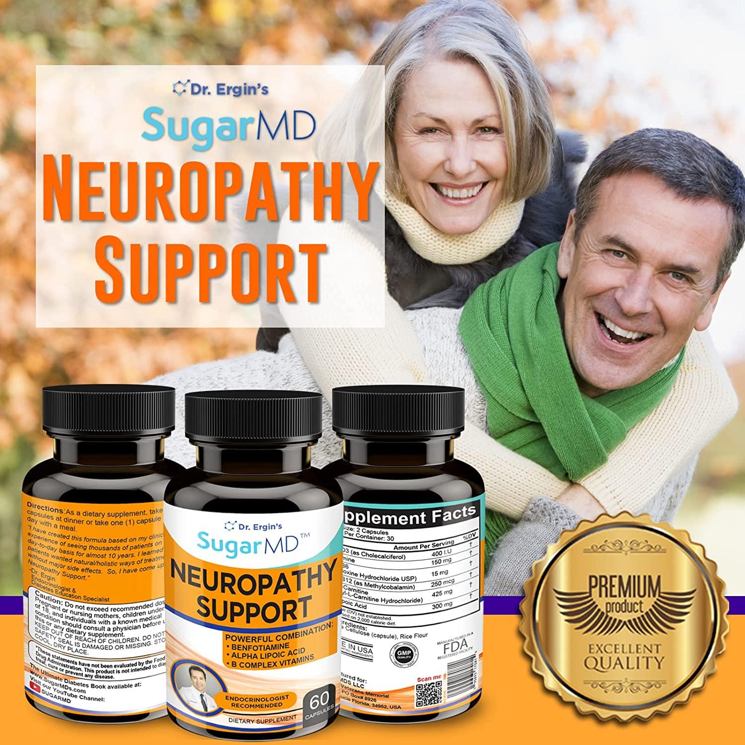 SugarMD Neuropathy Support Alpha Lipoic Acid, Benfotiamine, L
