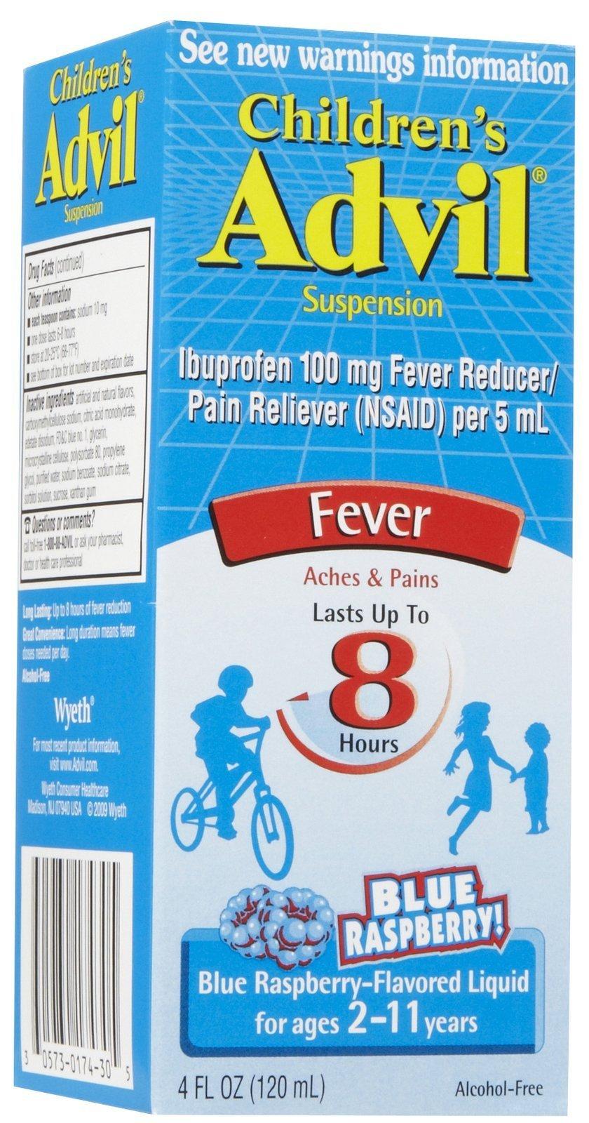 Advil Children's Liquid Blue Raspberry 4 oz FastActing Pain Relief
