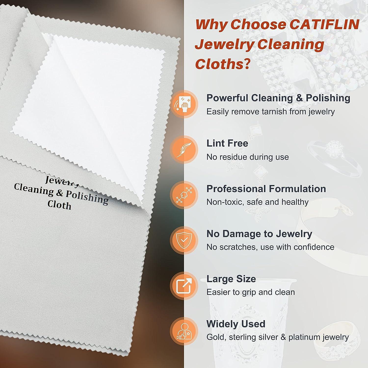 CATIFLIN 2pcs Multi-Layer Jewelry Cleaning Cloth, Large Silver Polishing  Cloth, 100% Cotton Jewelry Polishing Cloths for Gold, Silver and Platinum  Jewelry (Light Gray, 10X12)