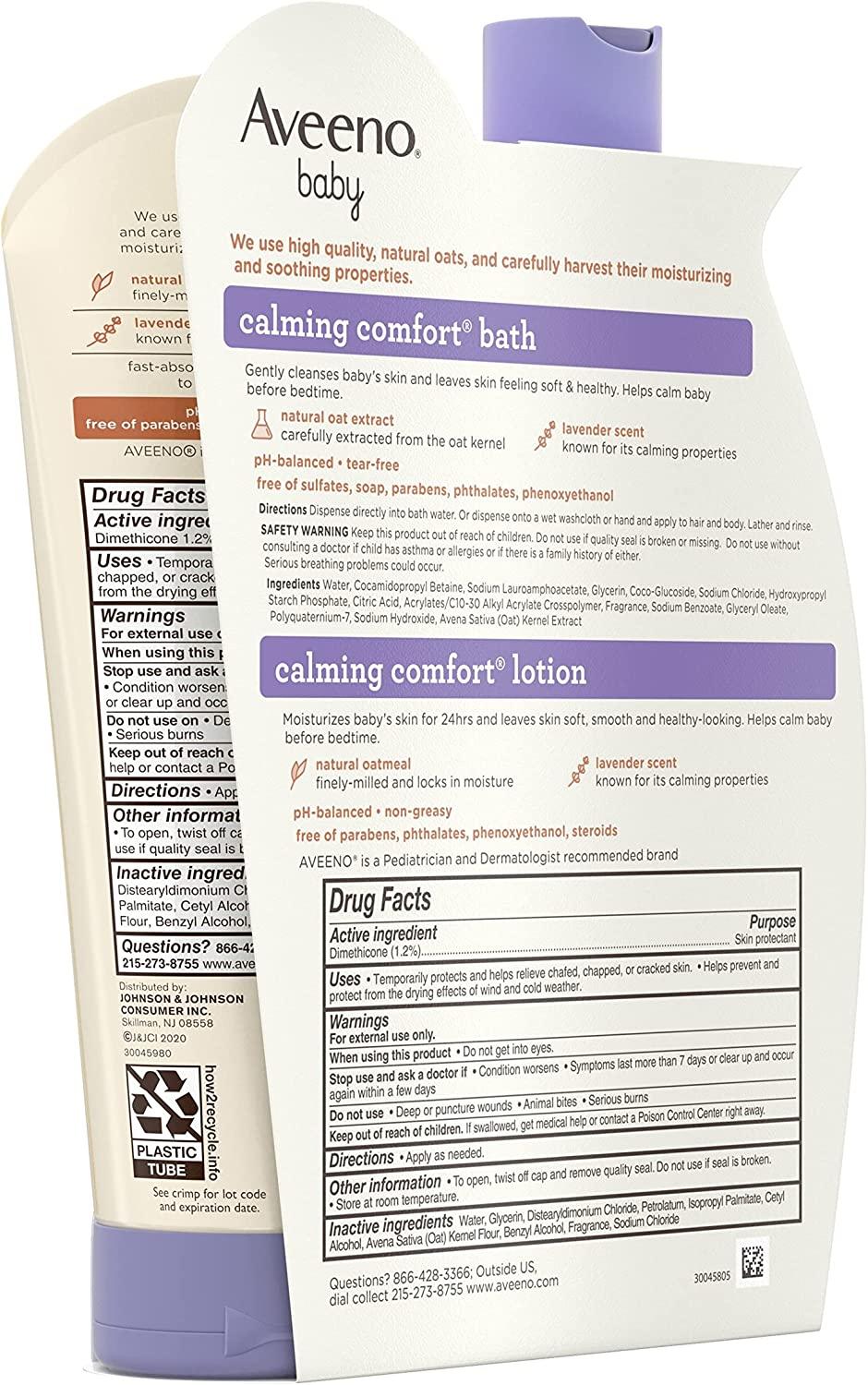 Aveeno Baby Calming Comfort Bath & Lotion Set Night time Baby Skin Care