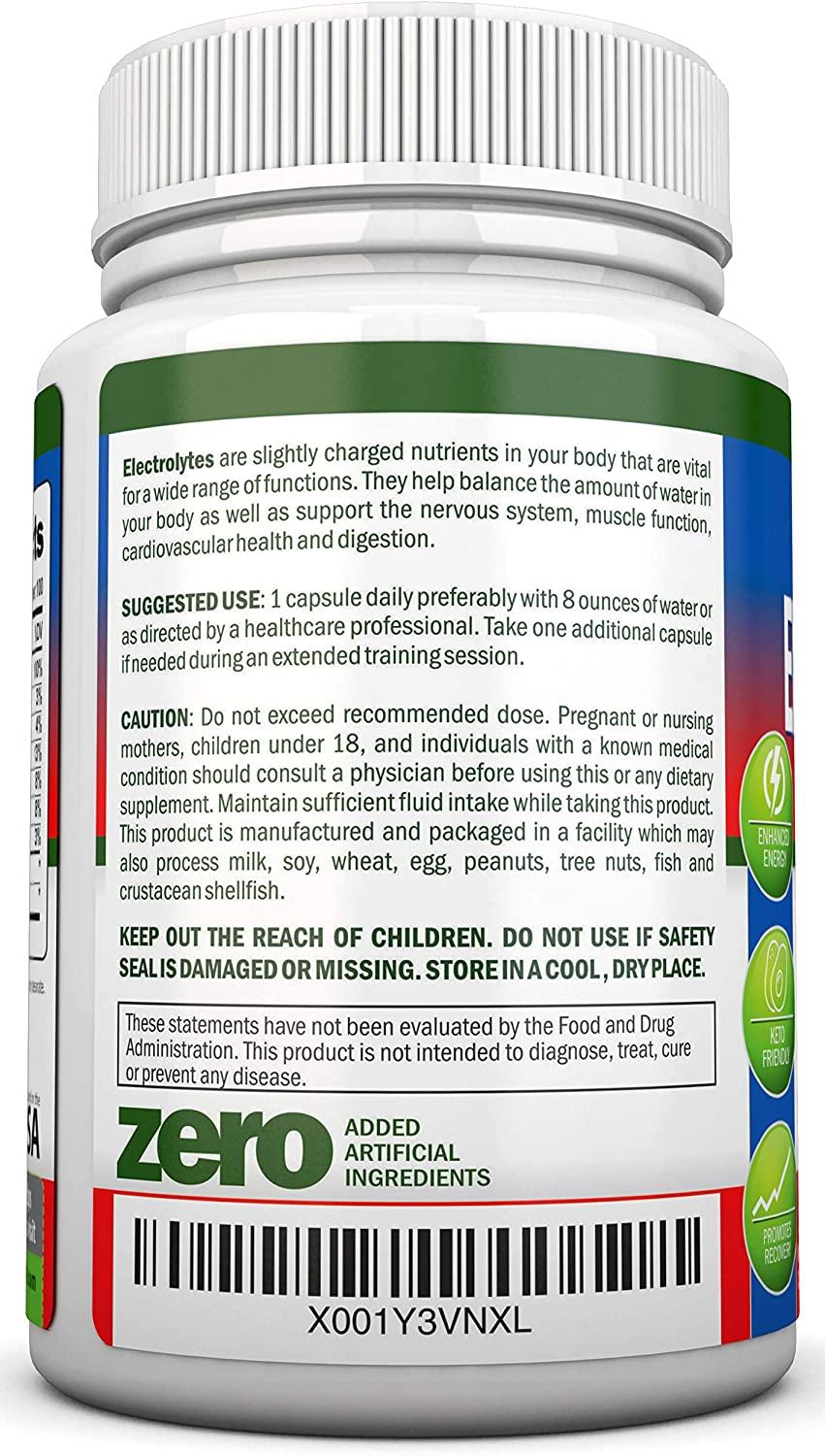 Electrolytes 100 Natural Electrolyte Replacement Capsules Premium
