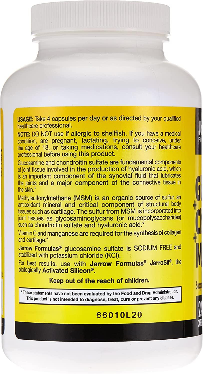 Jarrow Formulas Glucosamine + Chondroitin + MSM 240 Capsules