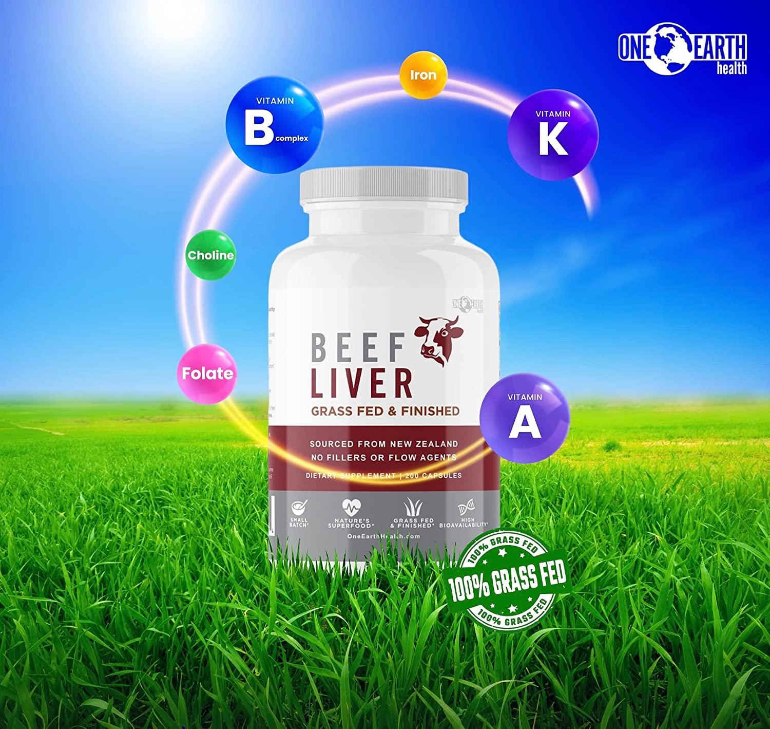 Beef Liver Capsules 100 Grass Fed New Zealand Beef Liver. Pesticide and Filler Free. (3,000mg