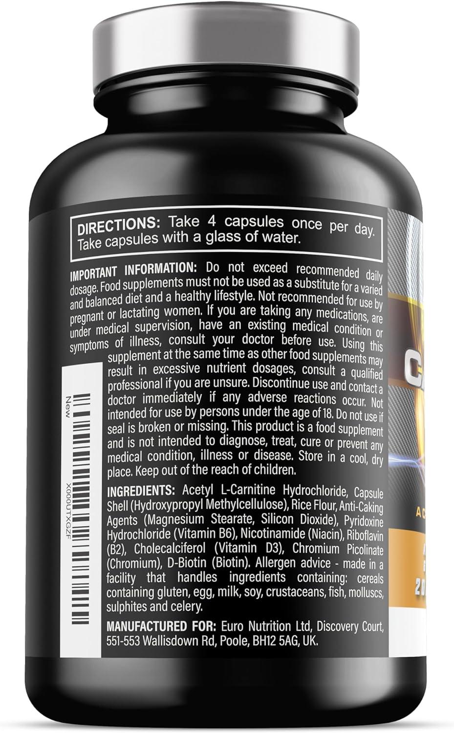 Acetyl L Carnitine Capsules | 2000mg x 30 Servings | Carnitine + 6 Added  Nutrients | 120 Vegetarian Capsules | Buy Now with Express International  Delivery | GoSupps.com