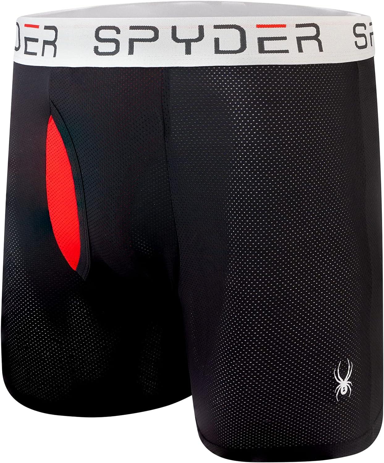 Spyder Performance Mesh Mens Boxer Briefs Sports Underwear 3 Pack/Fly Front  X-Large Navy/Black/Grey