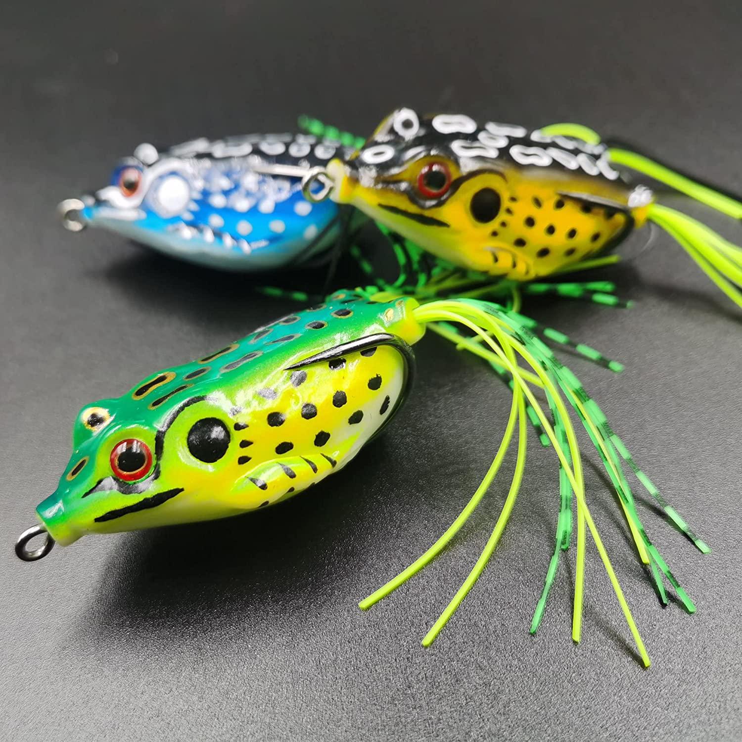 LENPABY 5pcs Frog Lure Ray Frog Topwater Fishing Crankbait Lures/Artificial Soft  Bait 5.5CM 8G Soft Tube Bait ,Especially for Bass Snakehead ,Freshwater Soft  Bai Musky Tackle Box Spitted weedless bas