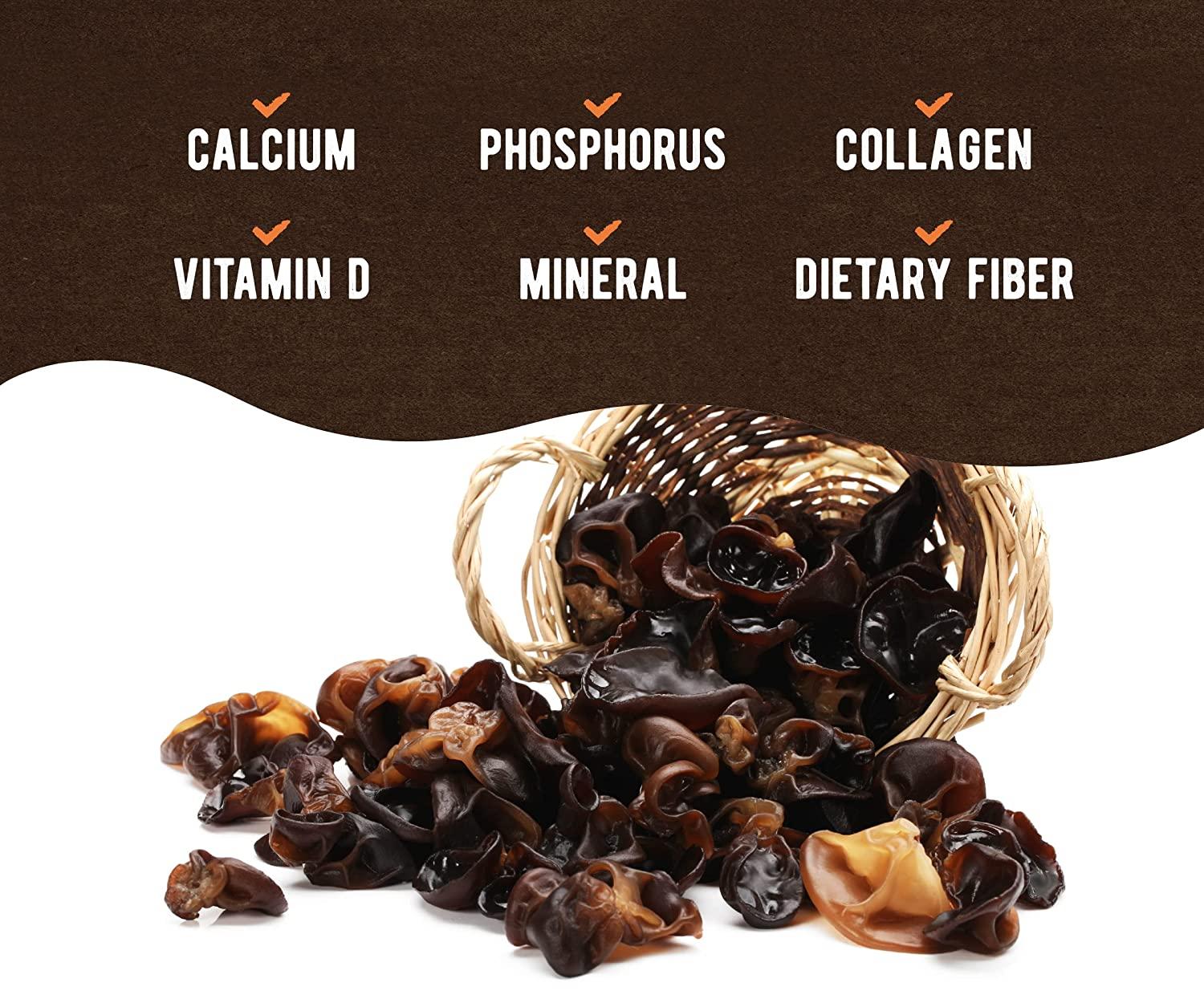 Dried Black Fungus 5 oz Chinese Wood Ear Mushroom for Asian Cuisine