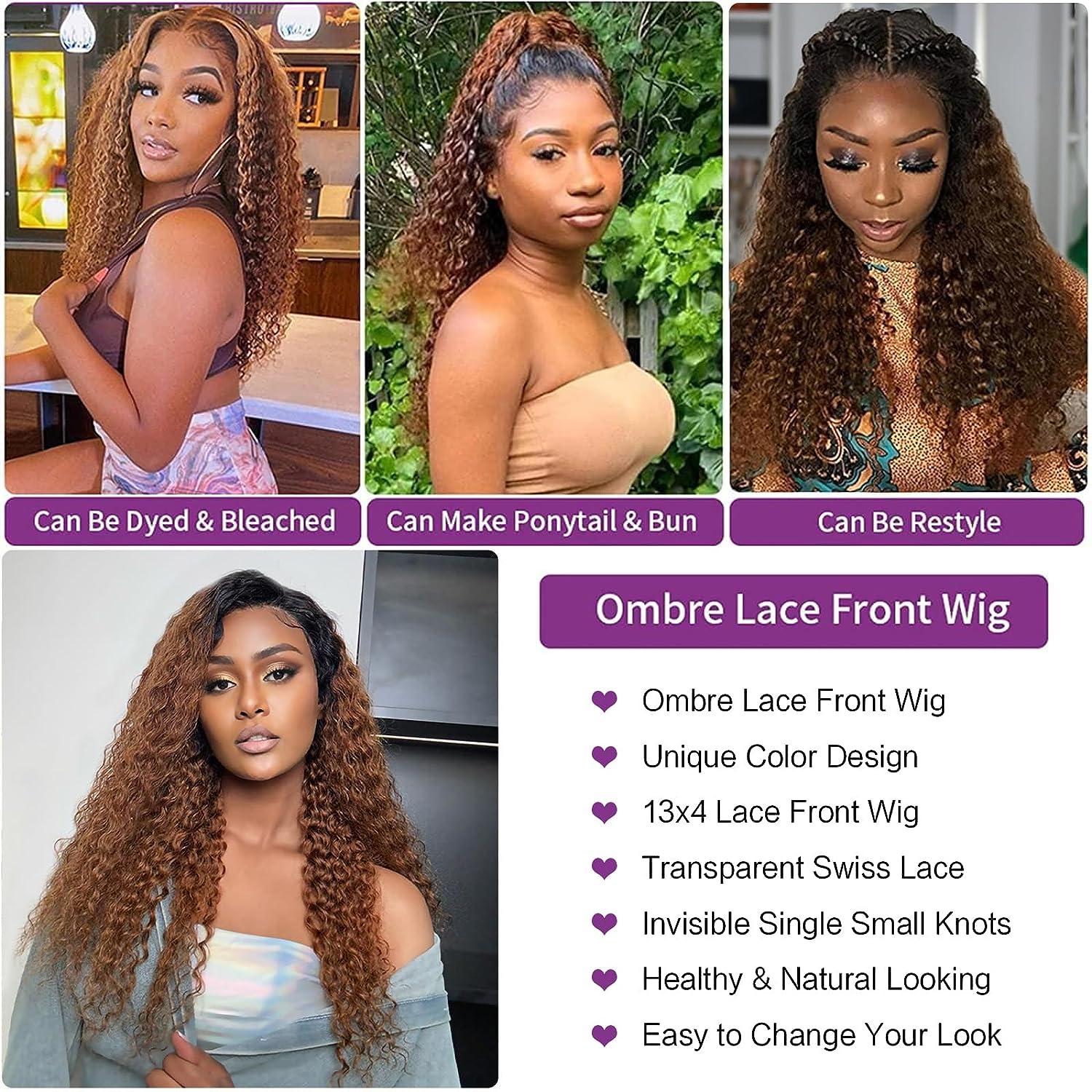 Best Curly Color Wigs That Look Natural and Full of Life 6 Ombre Brown Curly Lace Front Human Hair Wig 20 Wet and Wavy - 150% Density | Buy Now with Express International Delivery | GoSupps.com